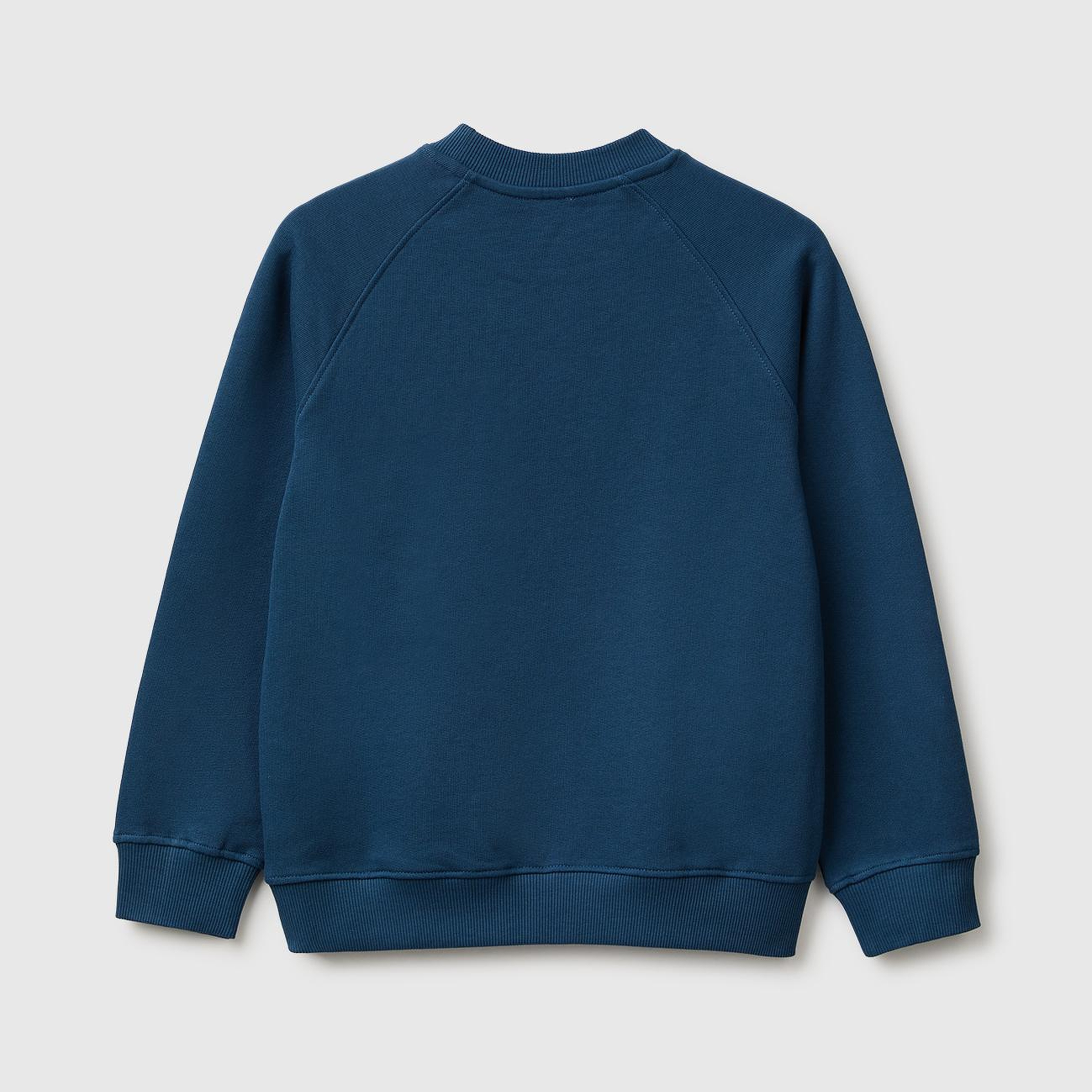 Erkek Çocuk Lacivert Önü İşlemeli Ribanalı Reglan Kollu Bisiklet Yaka Sweatshirt