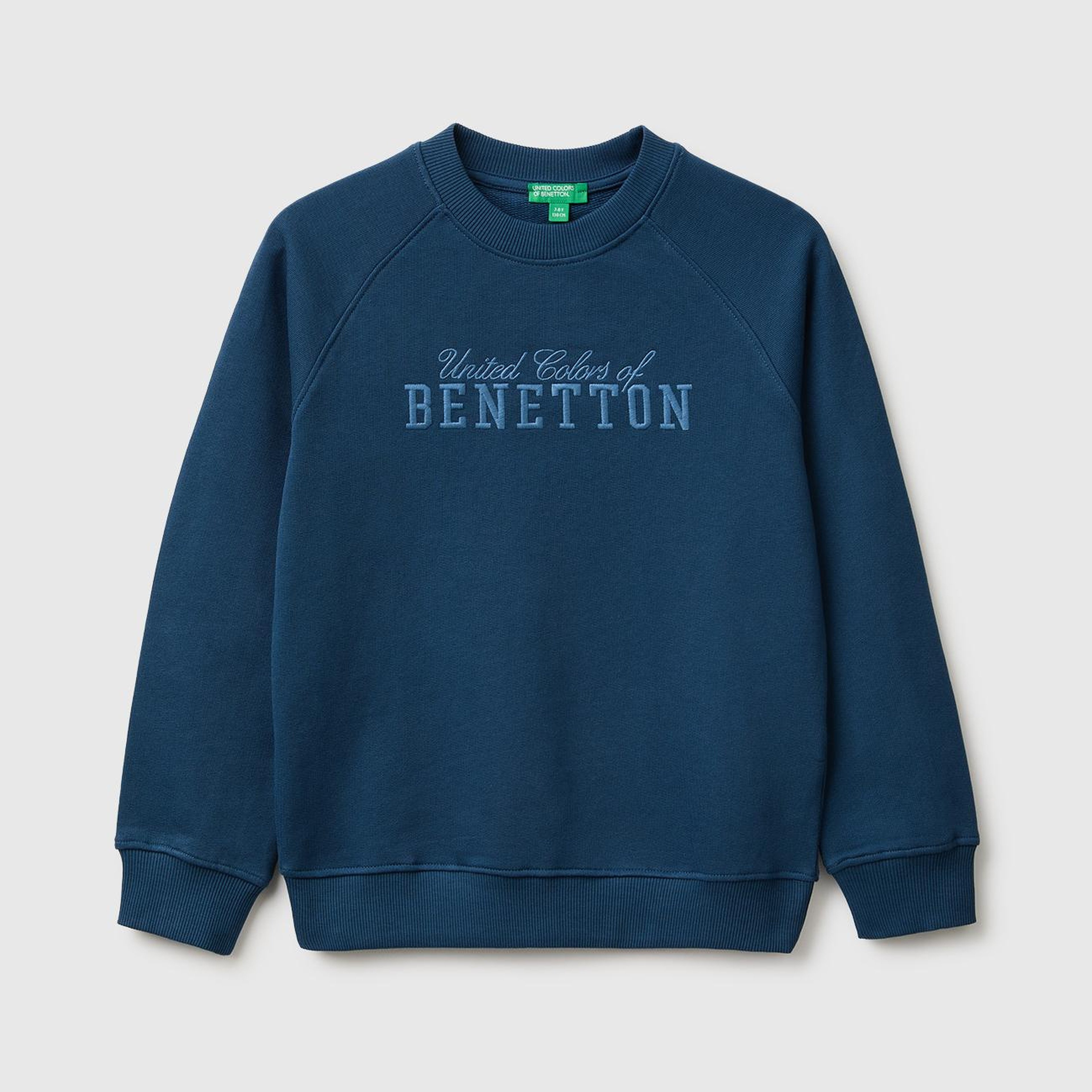Erkek Çocuk Lacivert Önü İşlemeli Ribanalı Reglan Kollu Bisiklet Yaka Sweatshirt