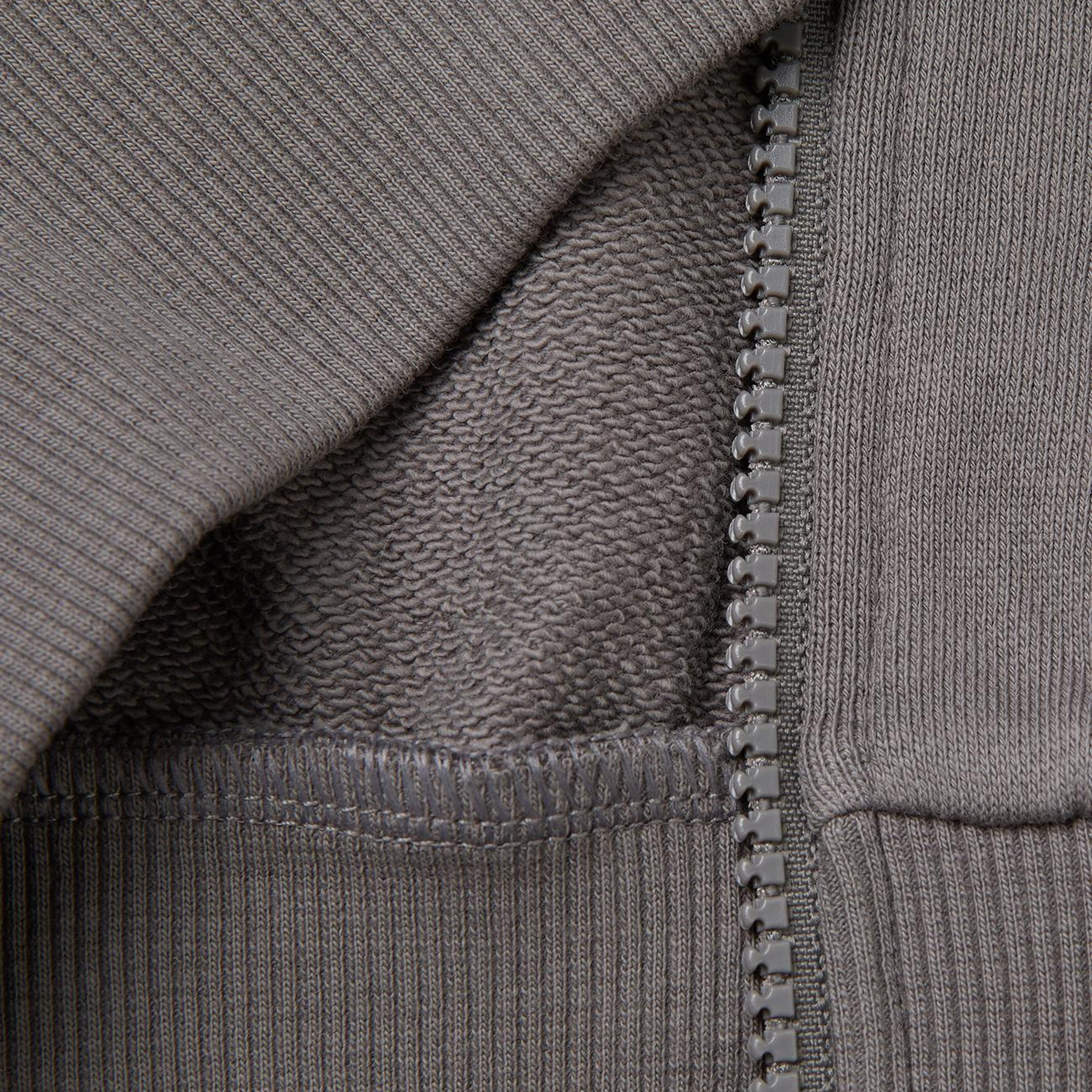 Kız Çocuk Koyu Gri Ribanalı Kapüşonlu Fermuarlı Sweatshirt