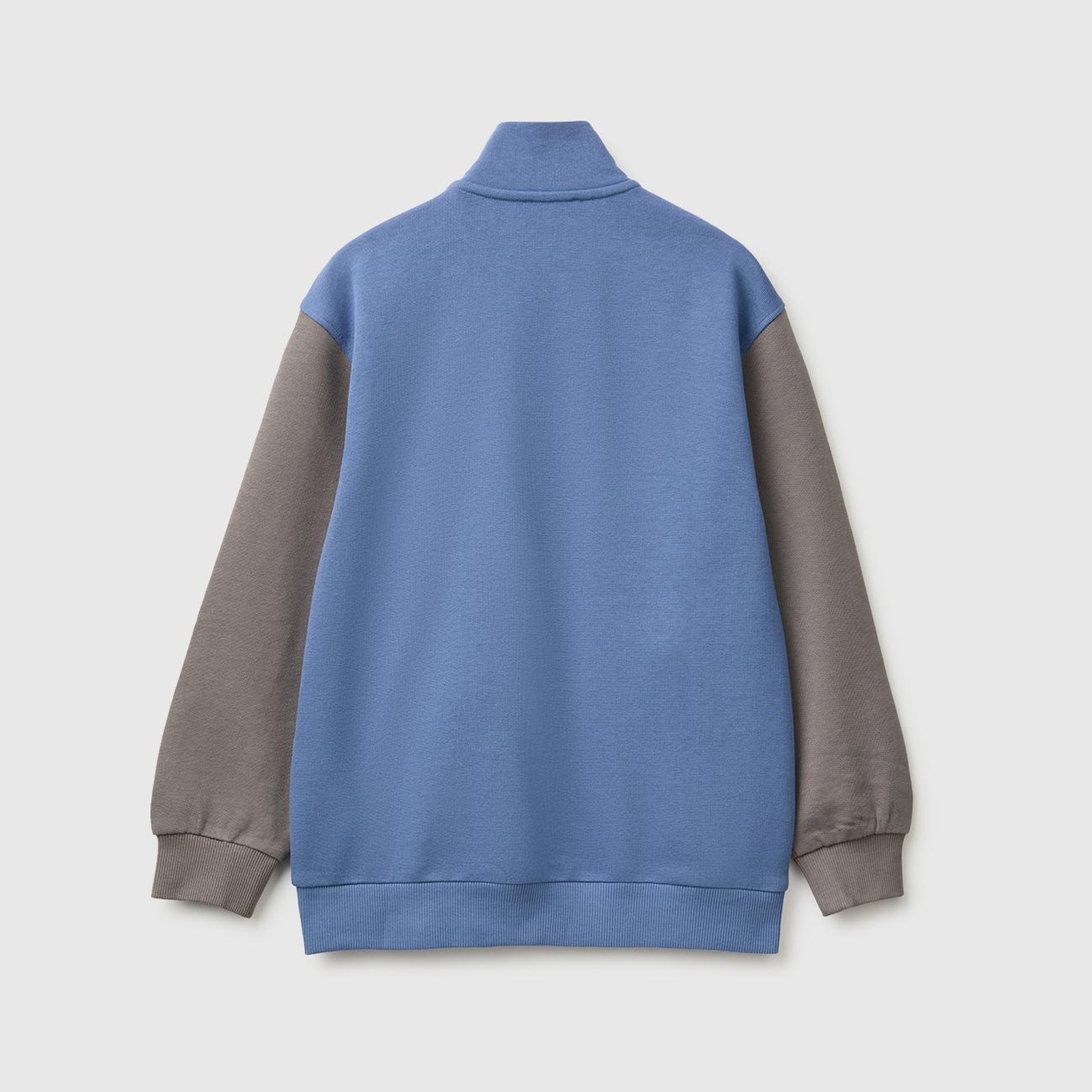 Erkek Çocuk Havacı Mavi Önü İşlemeli Ribanalı Cepli Fermuarlı Dik Yaka Sweatshirt