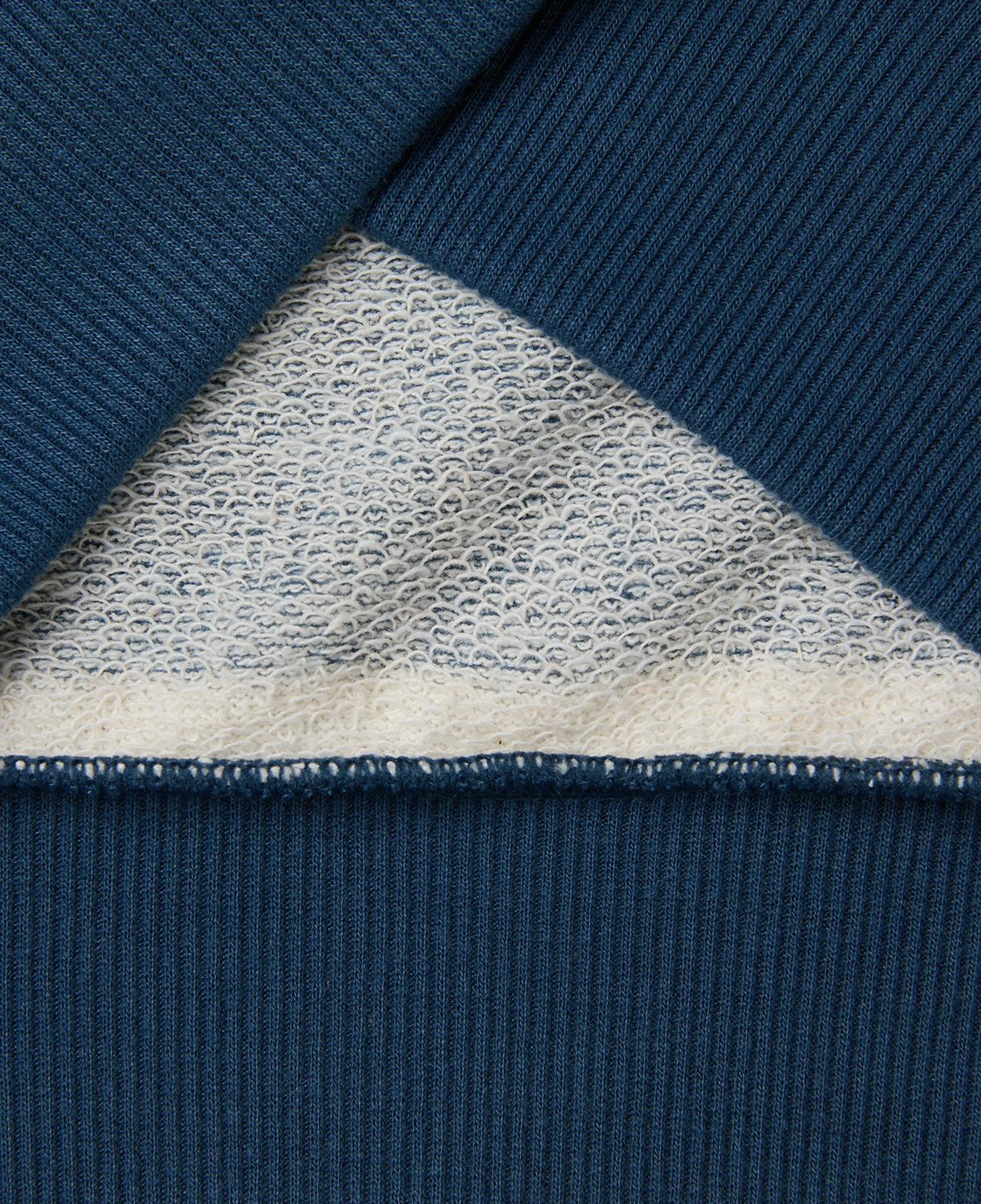 Erkek Çocuk Mavi Beyaz İşlemeli Oversize Çizgili Bisiklet Yaka Sweatshirt