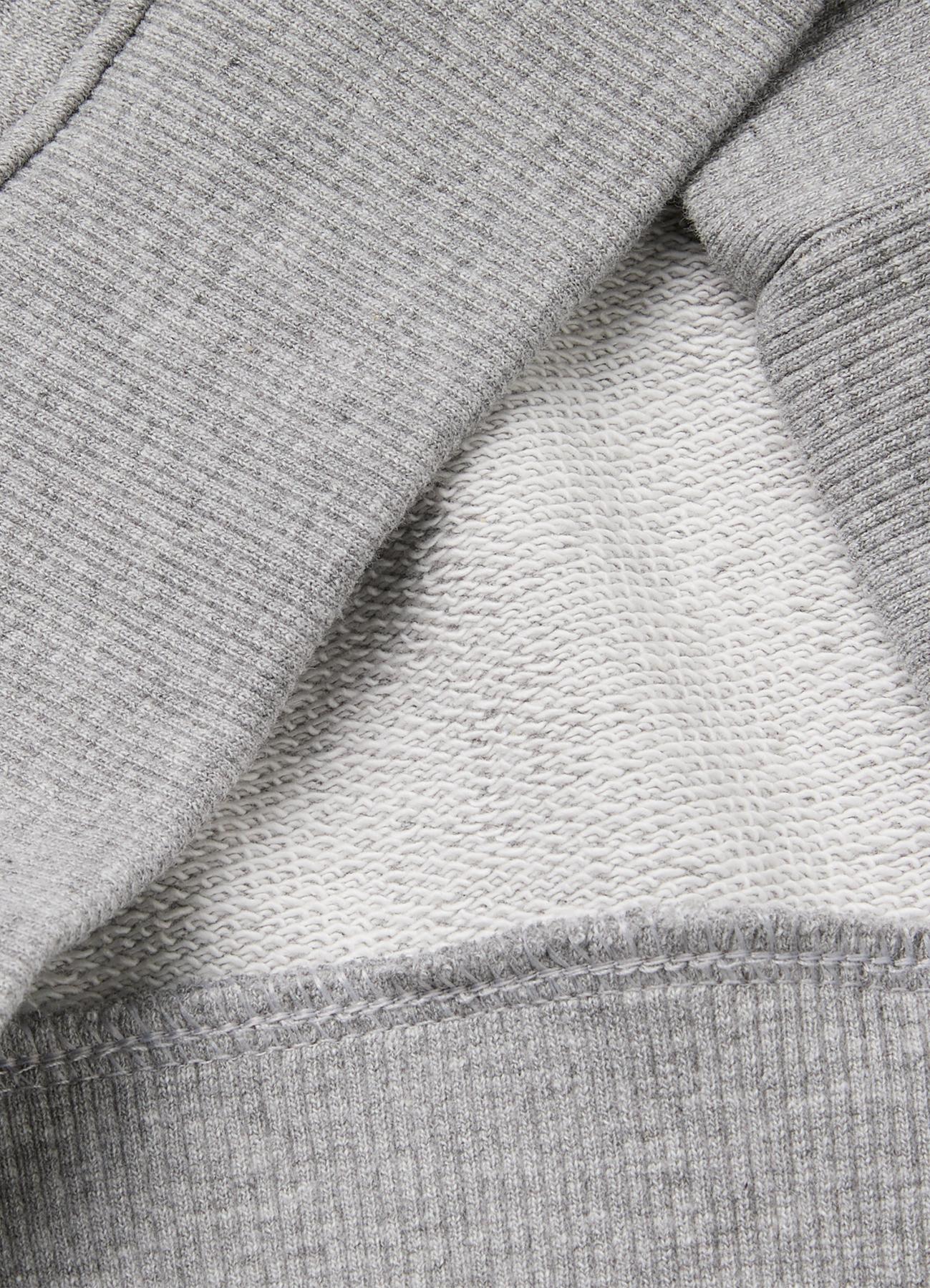 Erkek Çocuk Gri Melanj Önü İşlemeli Ribanalı Reglan Kollu Bisiklet Yaka Sweatshirt