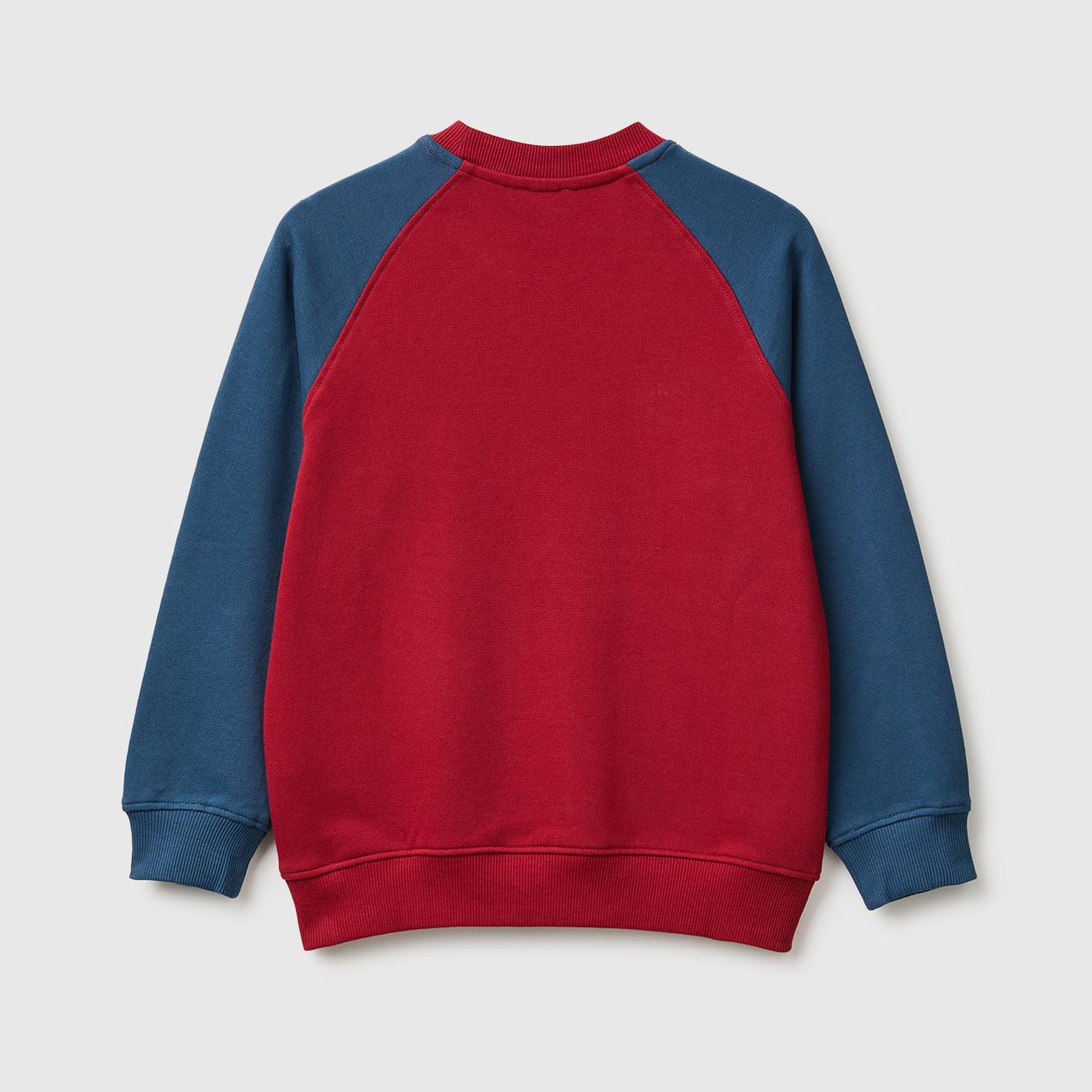 Erkek Çocuk Kırmızı Önü İşlemeli Ribanalı Reglan Kollu Bisiklet Yaka Sweatshirt