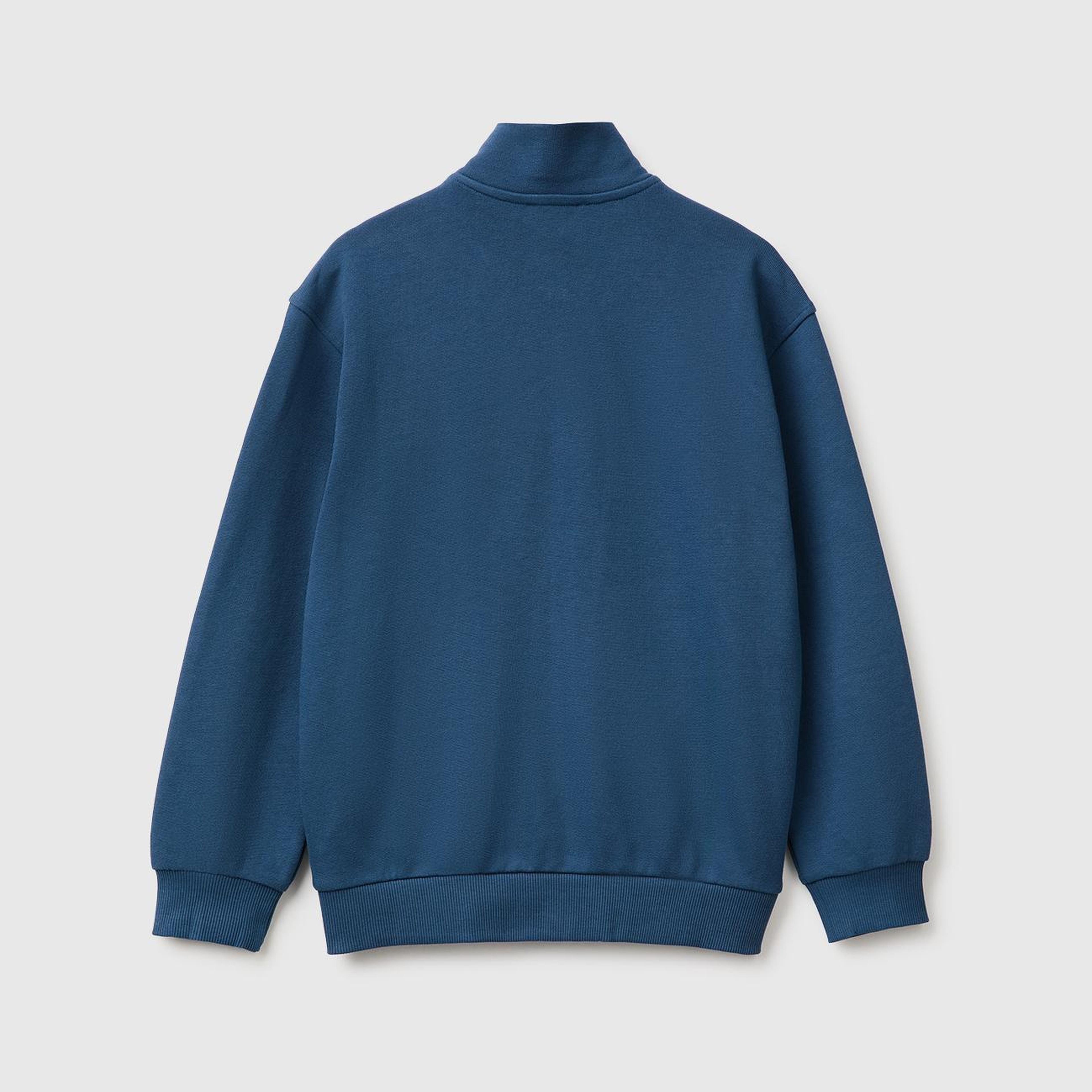 Erkek Çocuk Lacivert Önü İşlemeli Ribanalı Cepli Fermuarlı Dik Yaka Sweatshirt