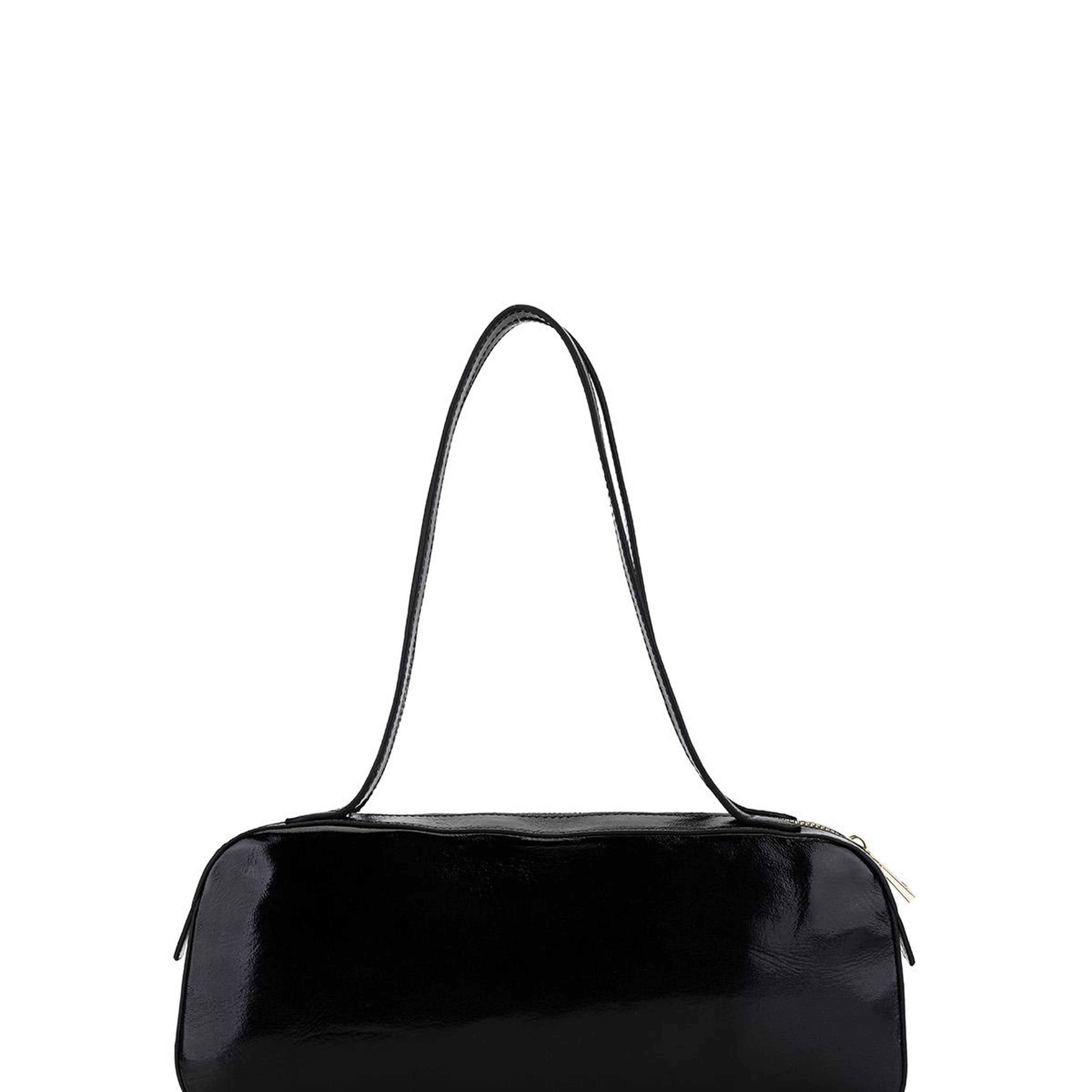 Tamer Tanca Kadın Hakiki Deri Siyah Kırışık Rugan Kol Çantası