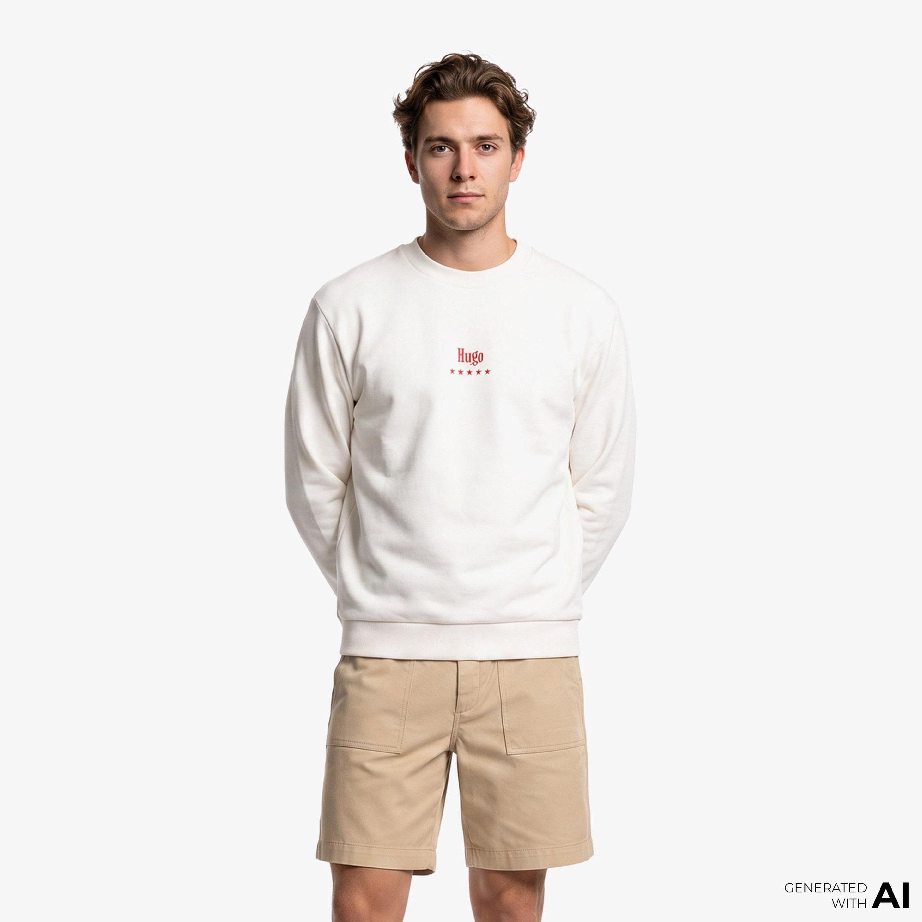 Hugo Nucavex Erkek Beyaz Sweatshirt