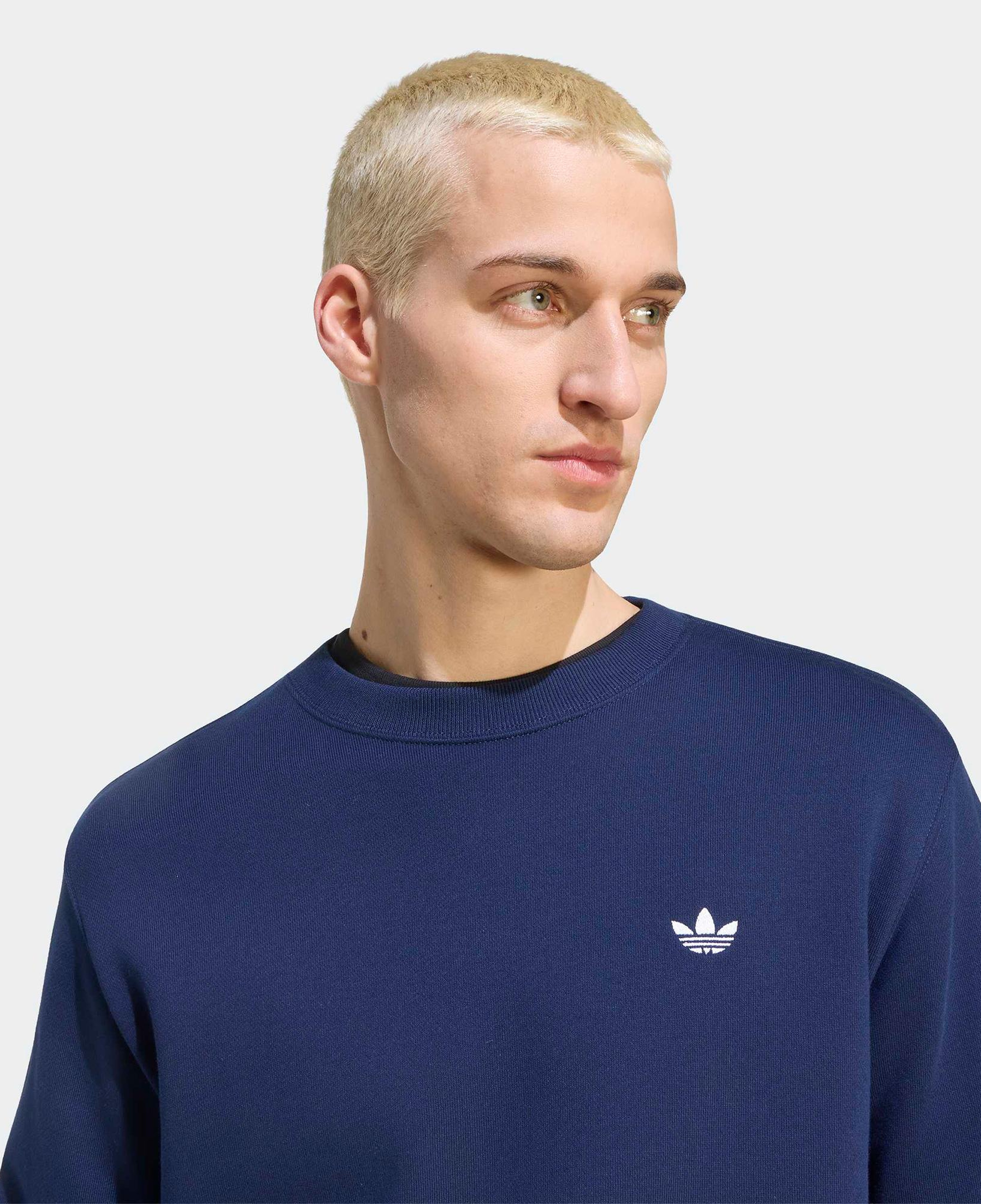 adidas Trefoil Essentials Crew French Terry Erkek Mavi Sweatshirt