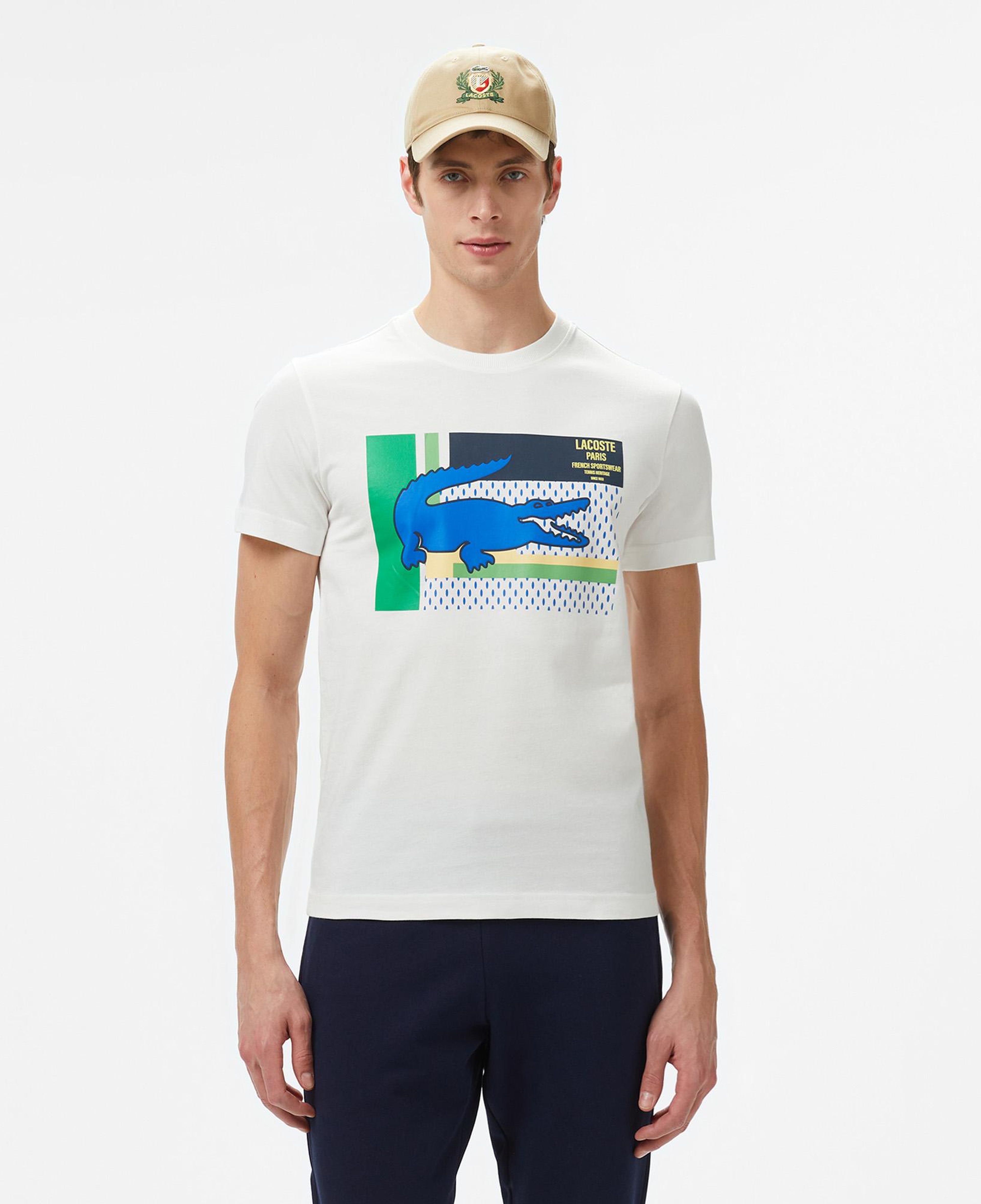 Lacoste Baskılı Bisiklet Yaka Erkek Beyaz T-Shirt