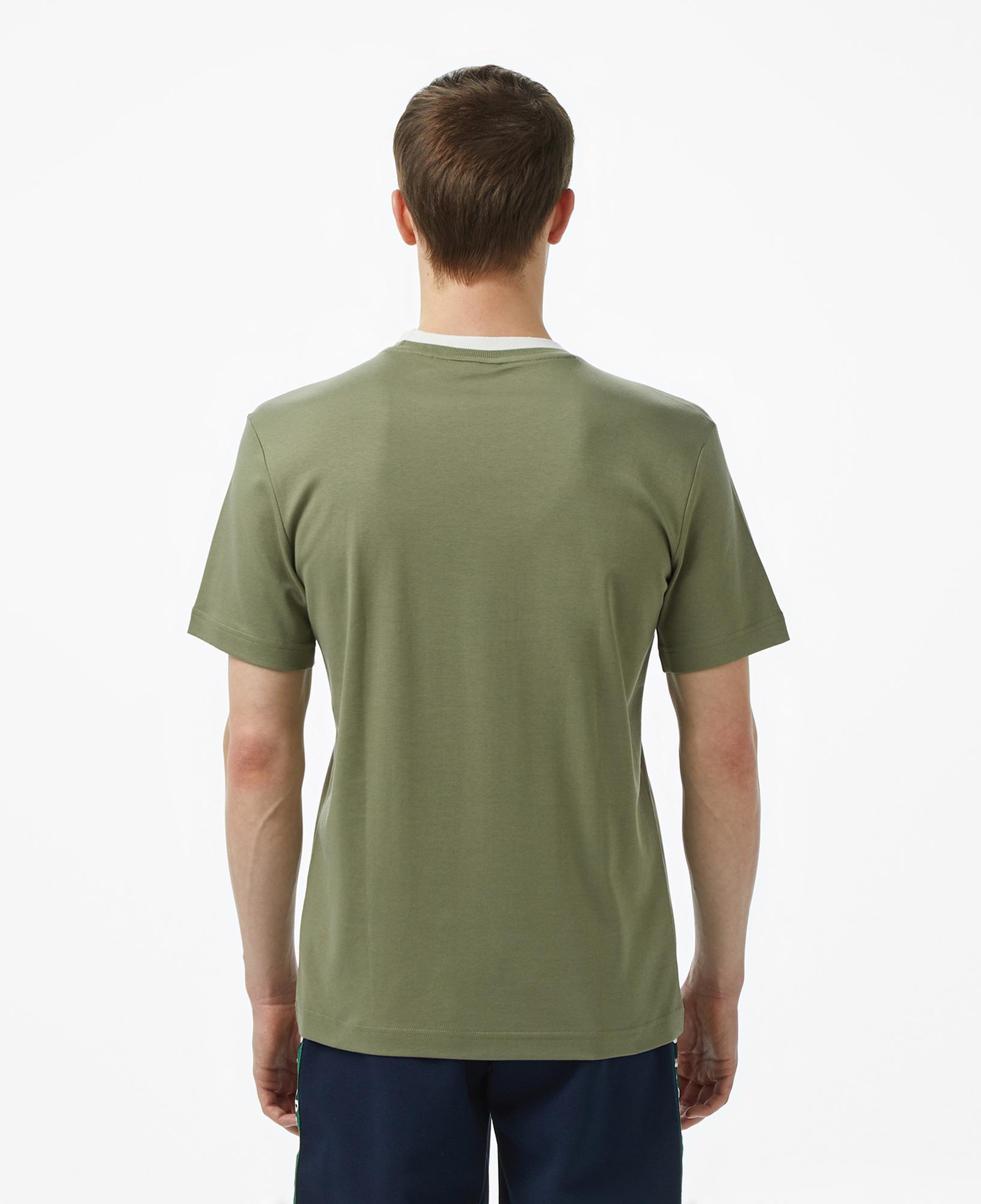 Erkek Slim Fit Bisiklet Yaka Baskılı Haki Modal Karışımlı T-Shirt