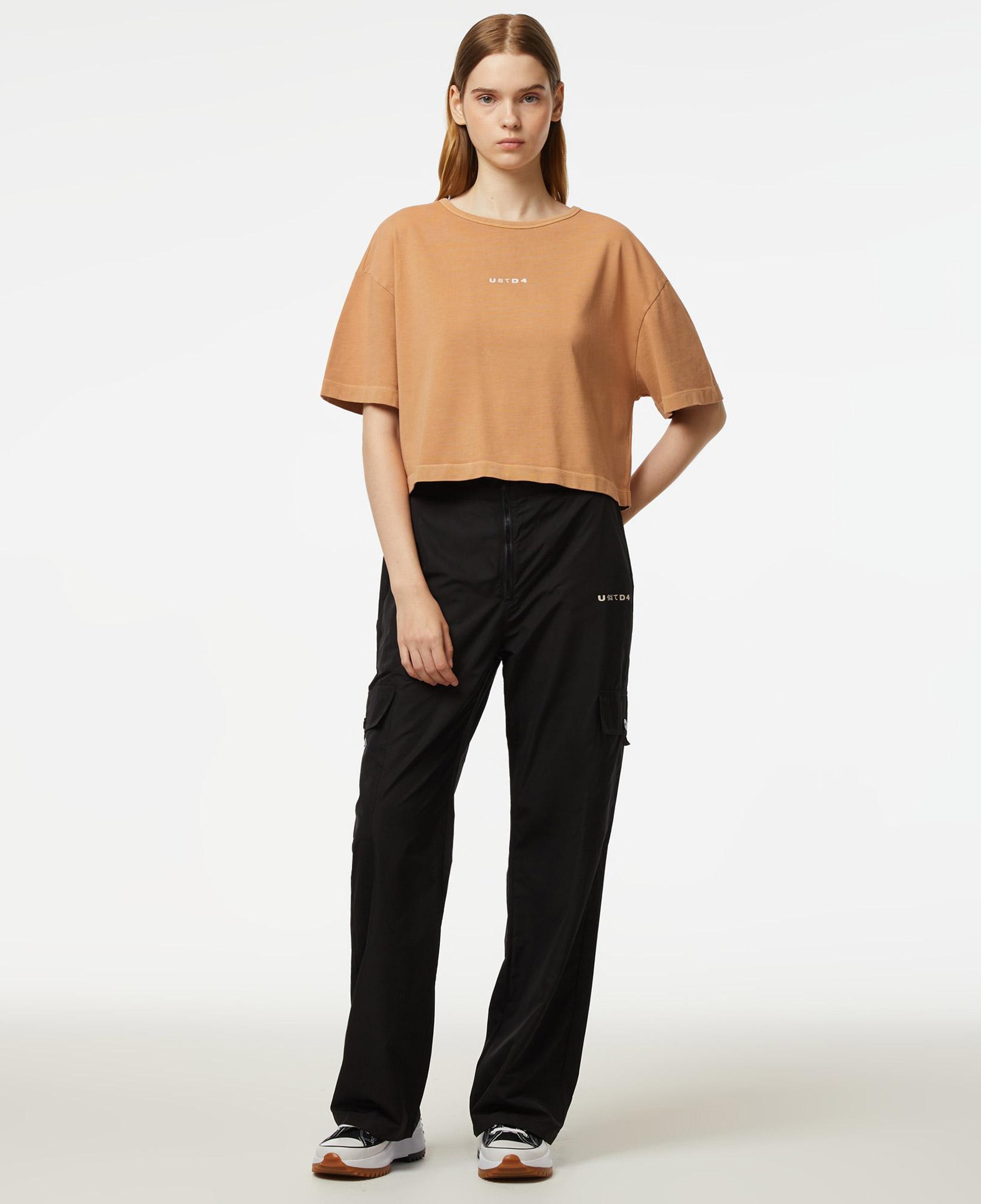 UNITED4 Kadın Kahverengi Crop T-Shirt