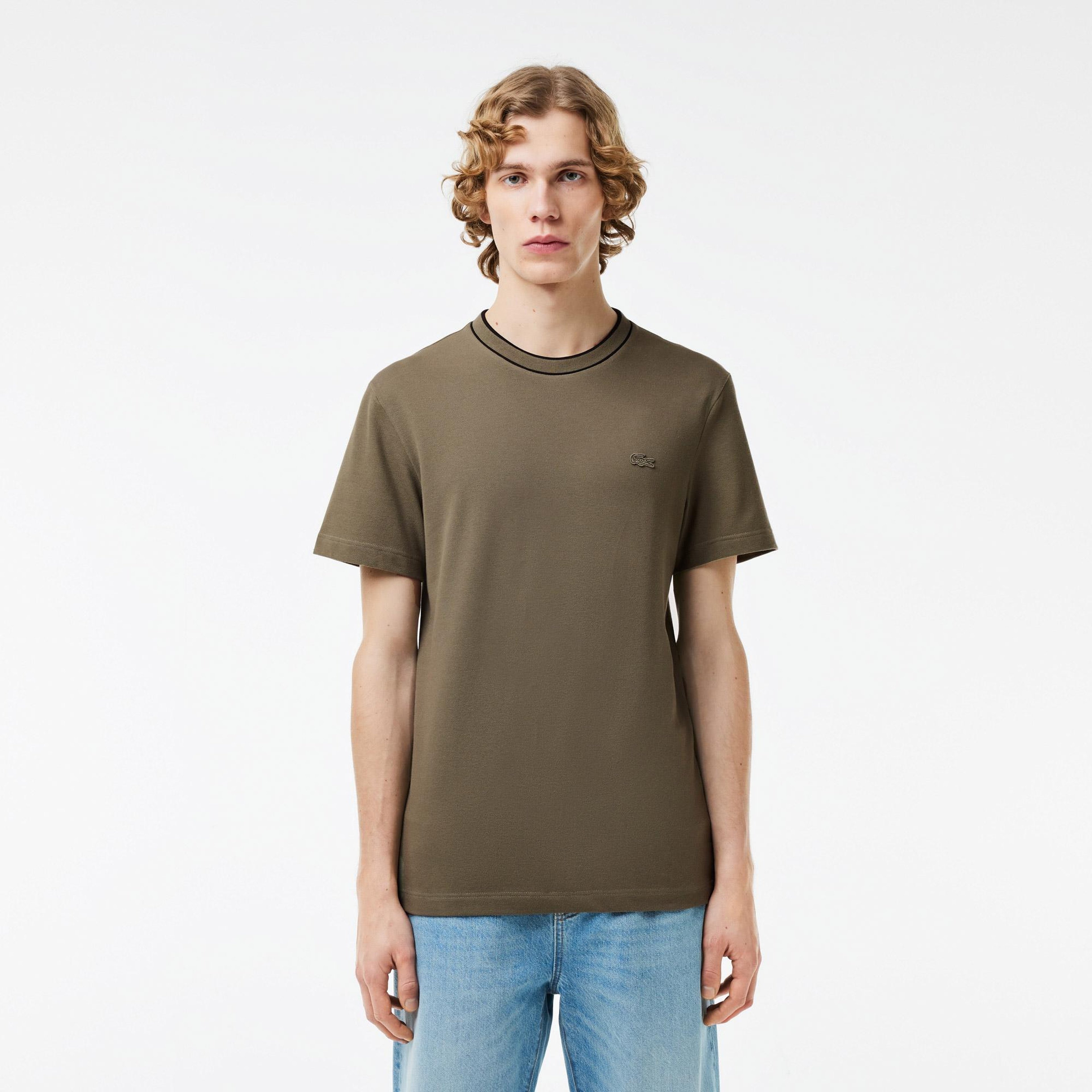 Erkek Regular Fit Bisiklet Yaka Haki T-Shirt