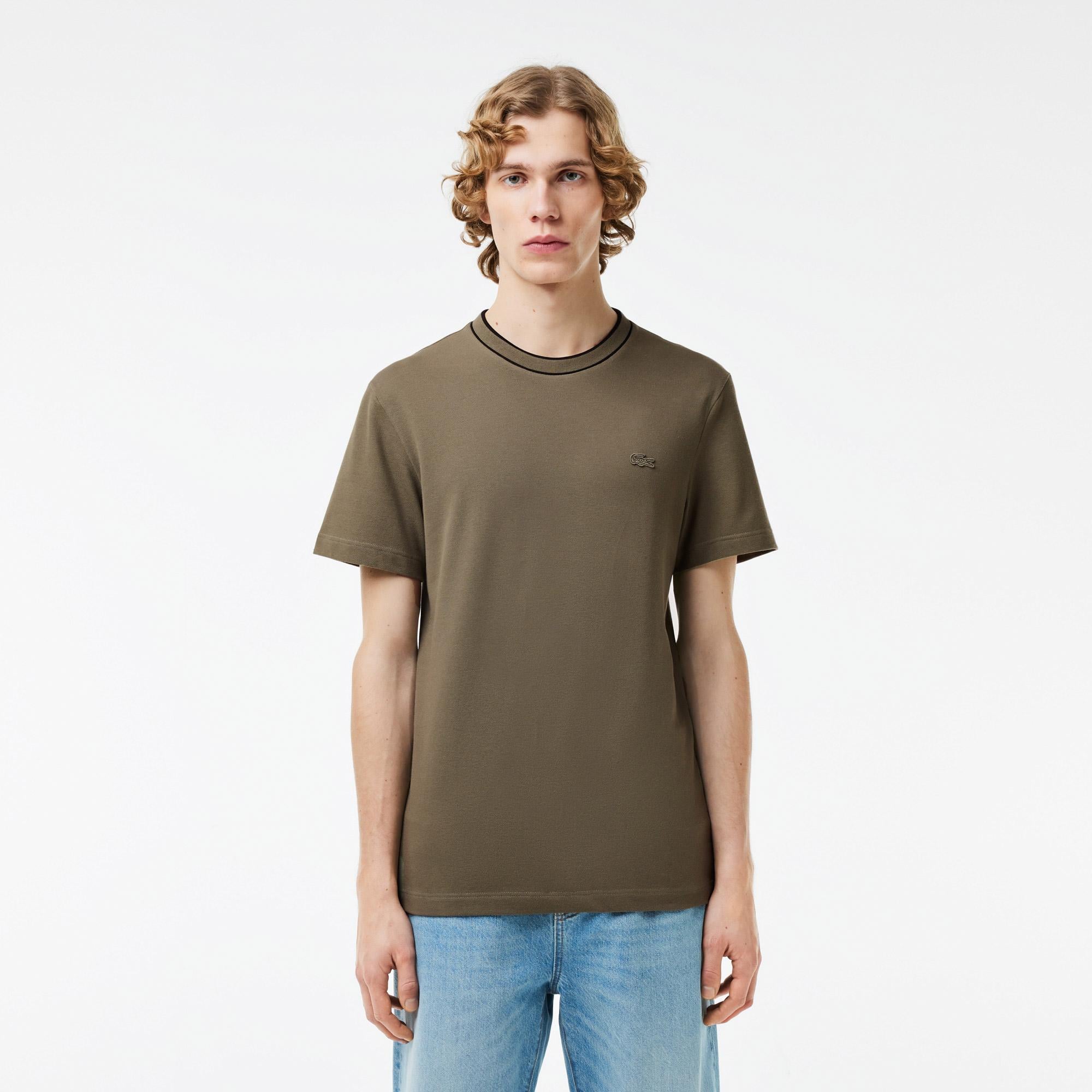 Erkek Regular Fit Bisiklet Yaka Haki T-Shirt