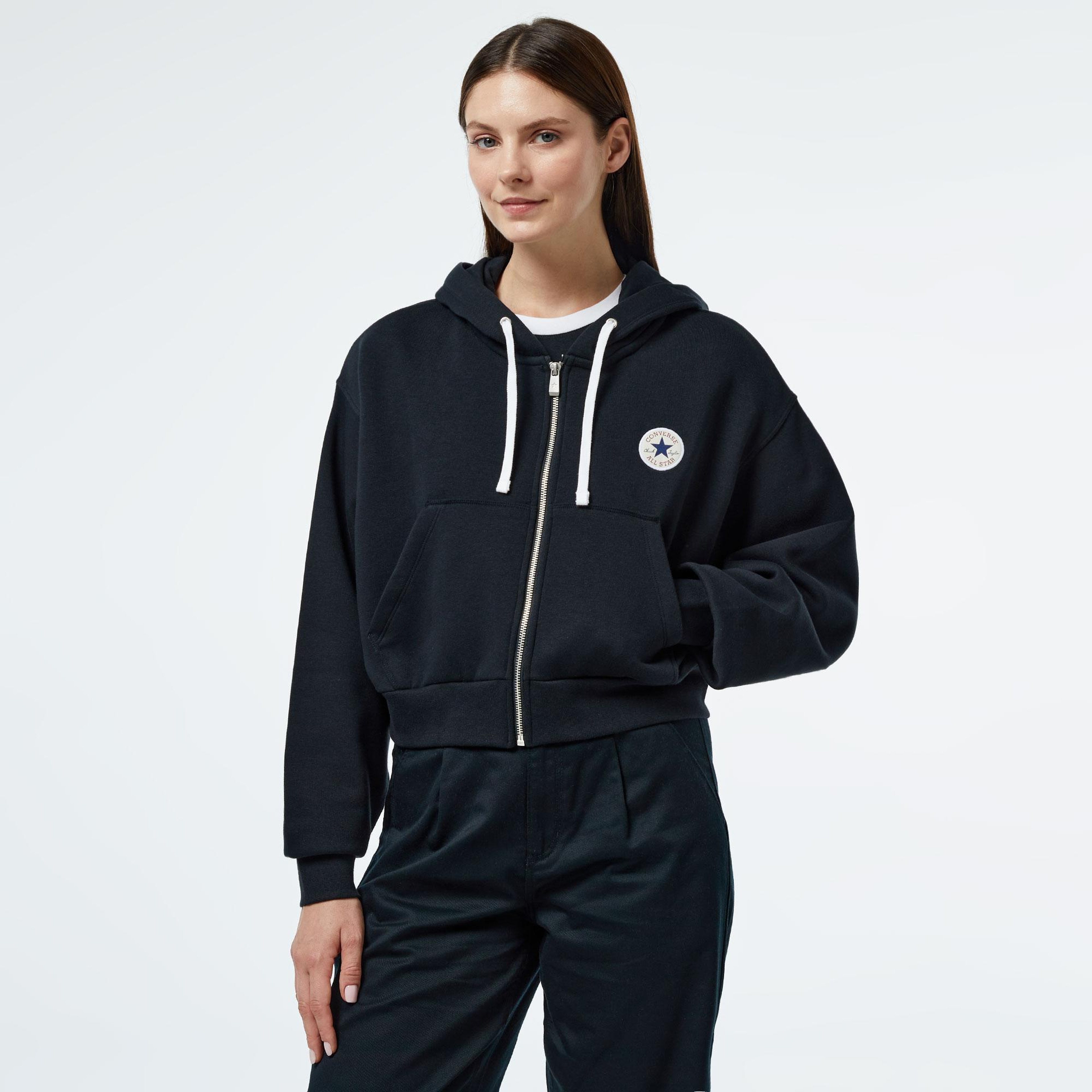Converse Retro Full-Zip Kadın Siyah Eşofman Üstü