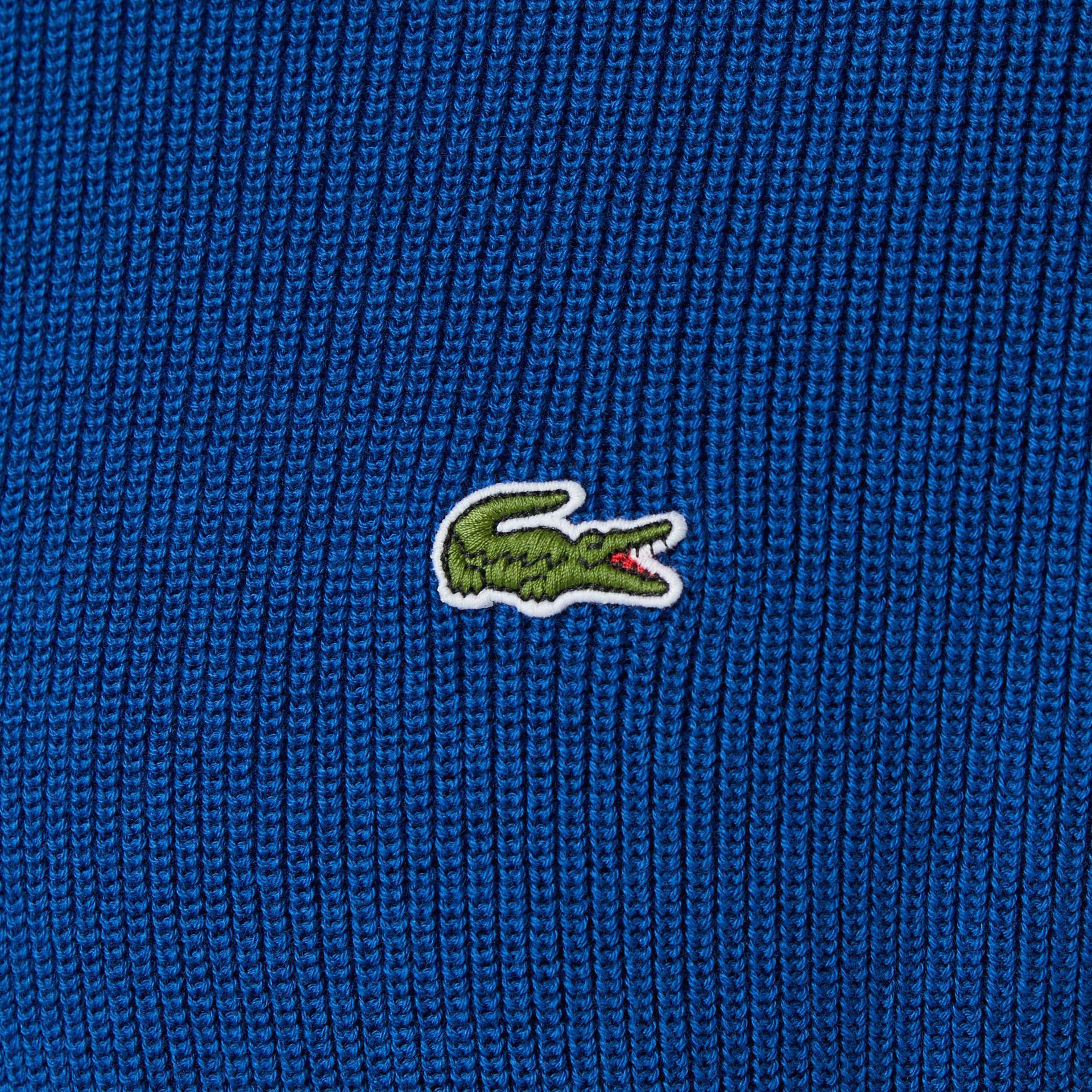 Erkek Classic Fit Bisiklet Yaka Renk Bloklu Mavi Kazak