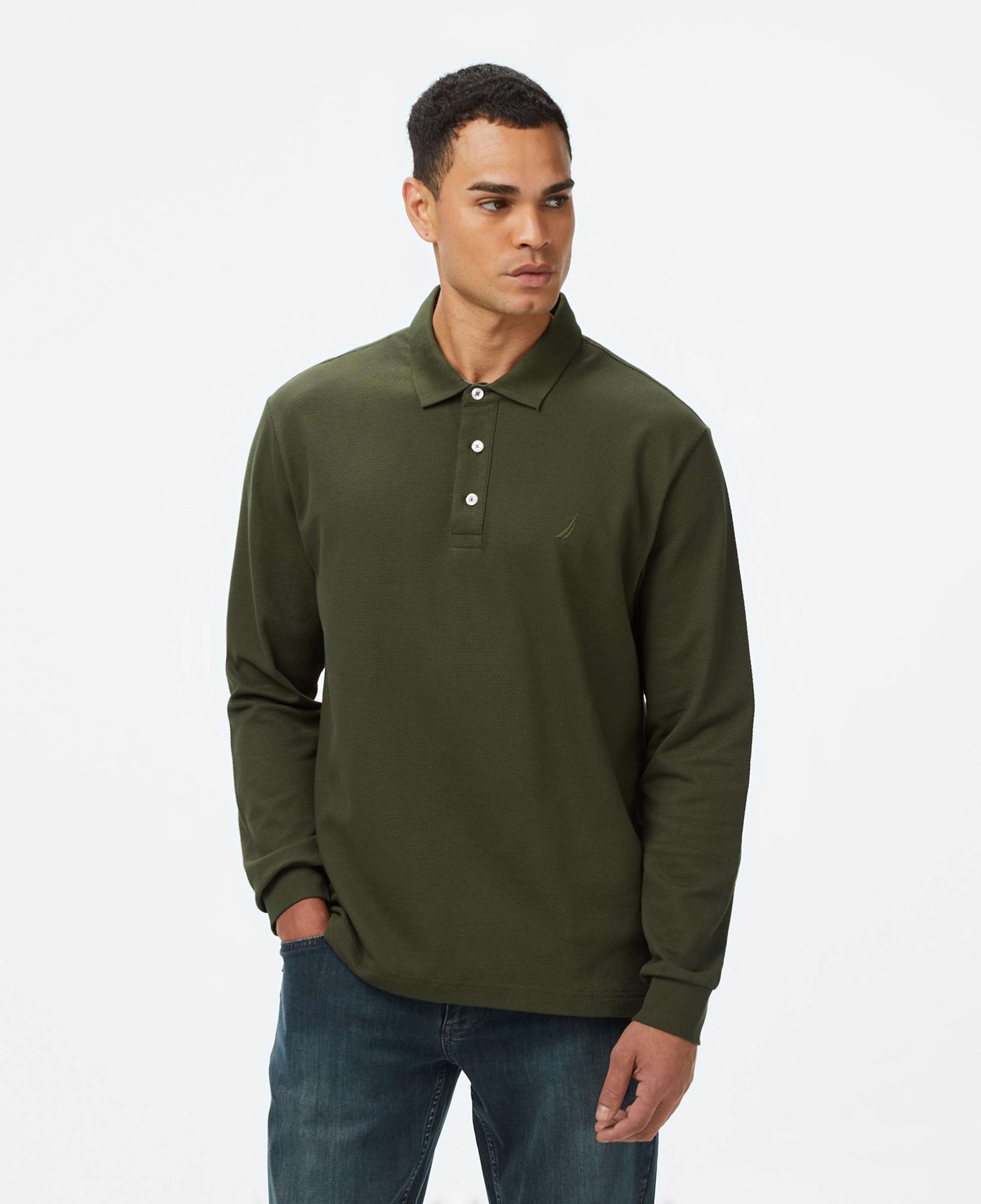 Nautica Erkek Yeşil Classic Fit Uzun Kollu Polo