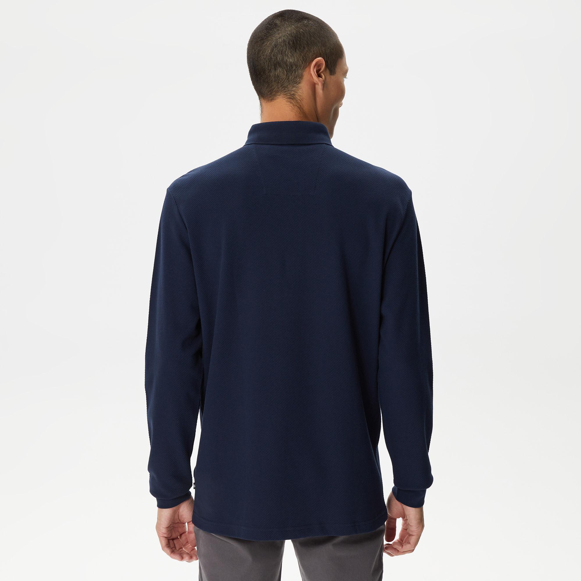Nautica Erkek Lacivert Slim Fit Uzun Kollu Polo Yaka T-Shirt
