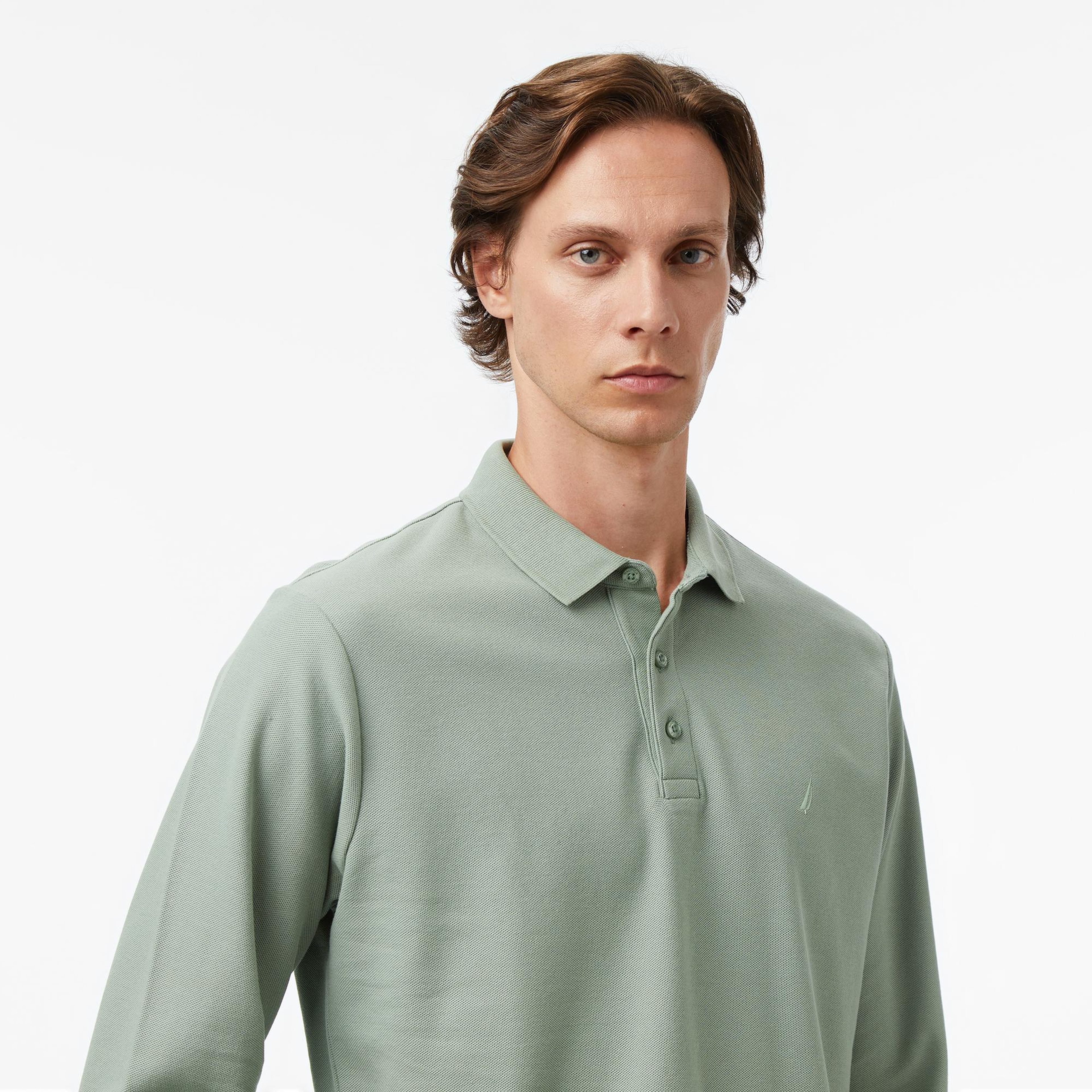 Nautica Erkek Yeşil Classic Fit Uzun Kollu Polo Yaka T-Shirt