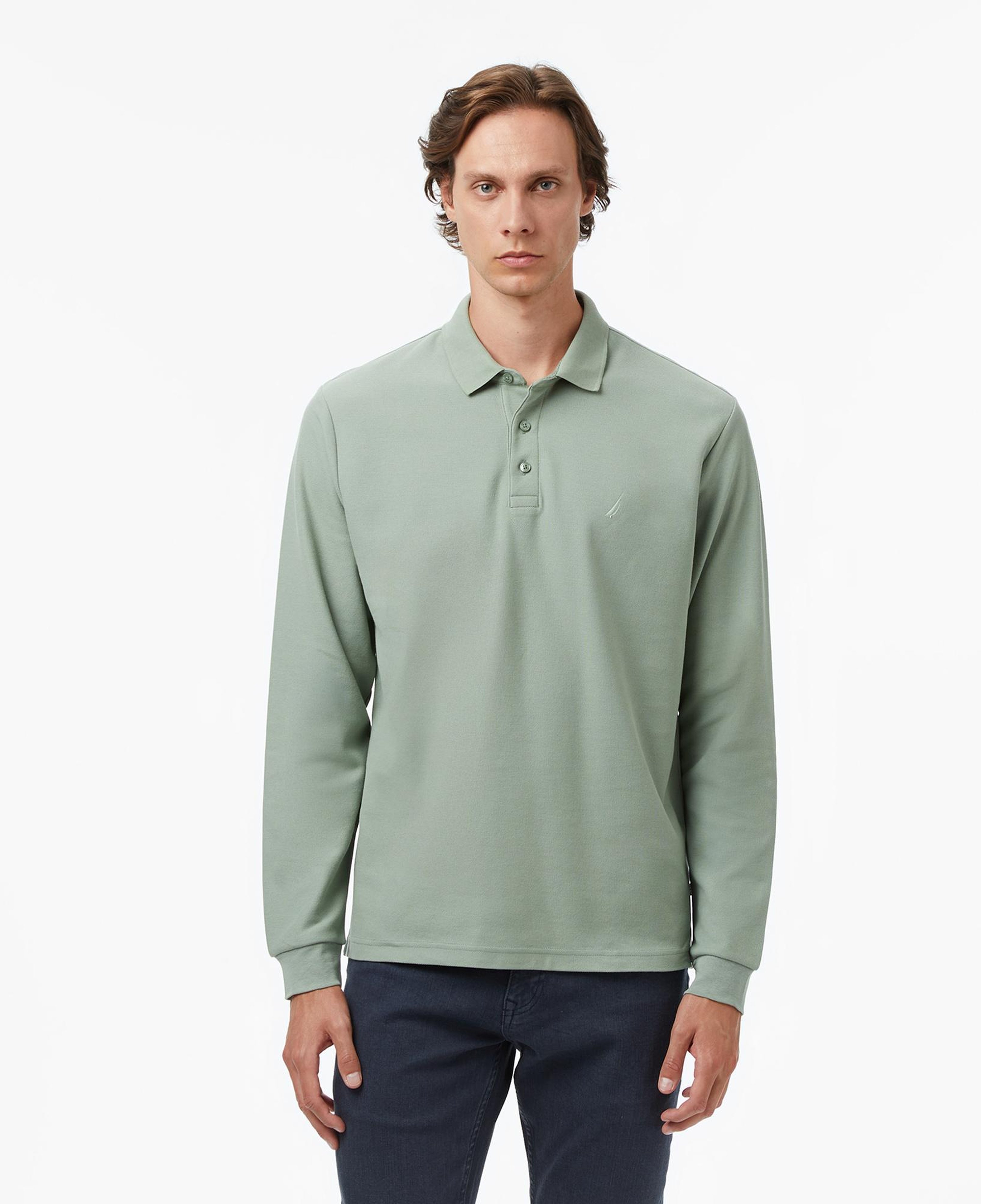 Nautica Erkek Yeşil Classic Fit Uzun Kollu Polo Yaka T-Shirt