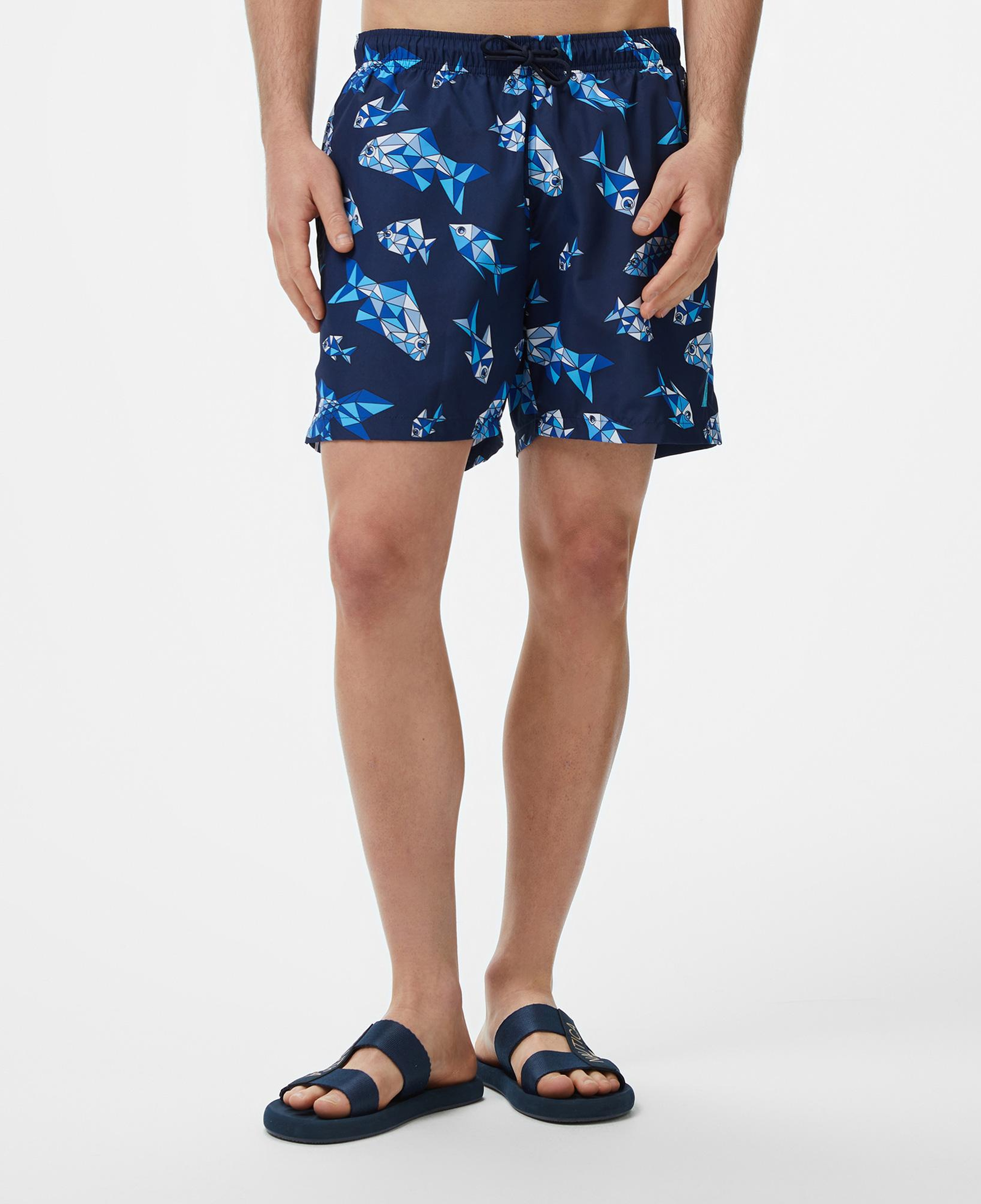 Nautica Erkek Lacivert Regular Fit Desenli Deniz Şortu