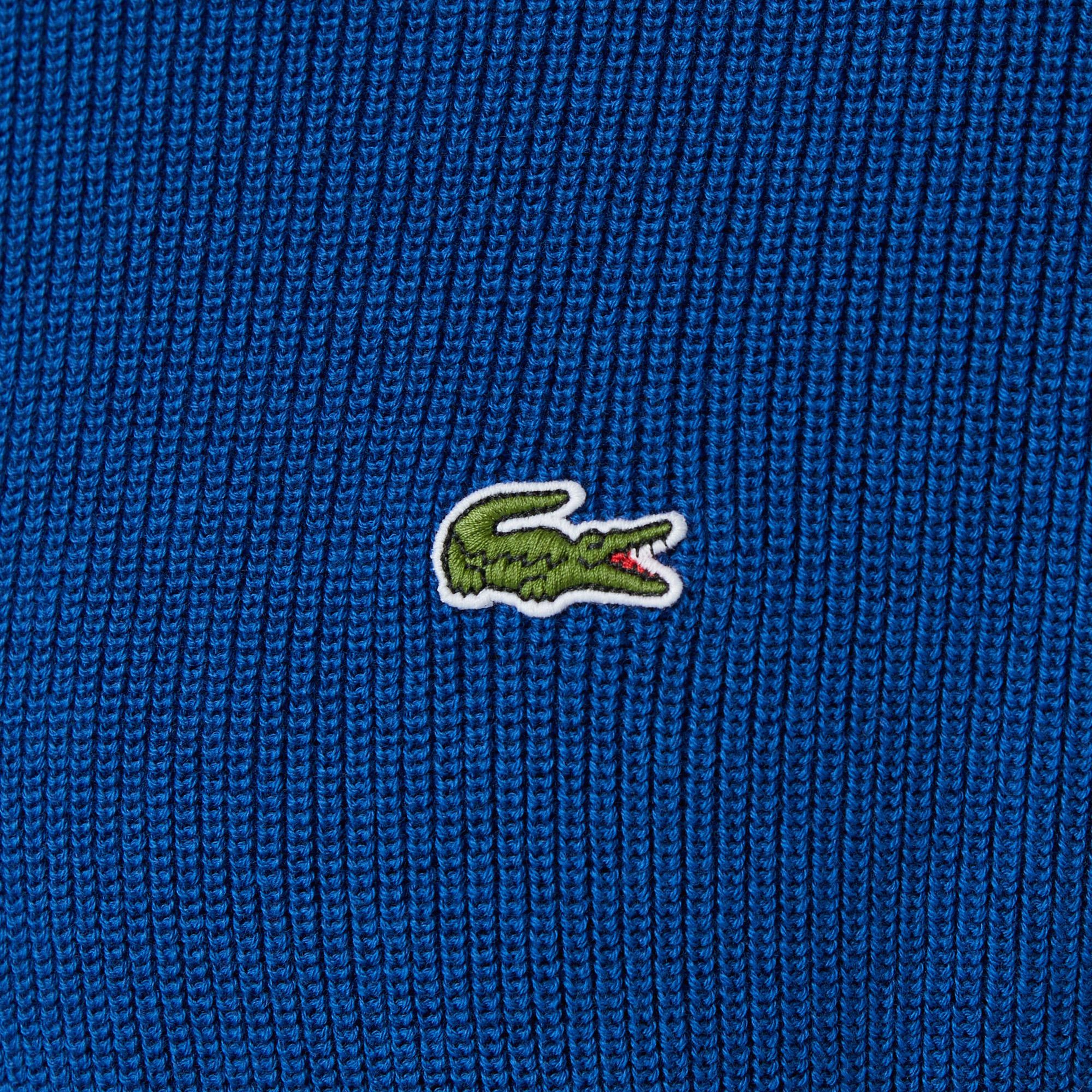Erkek Classic Fit Bisiklet Yaka Renk Bloklu Mavi Kazak