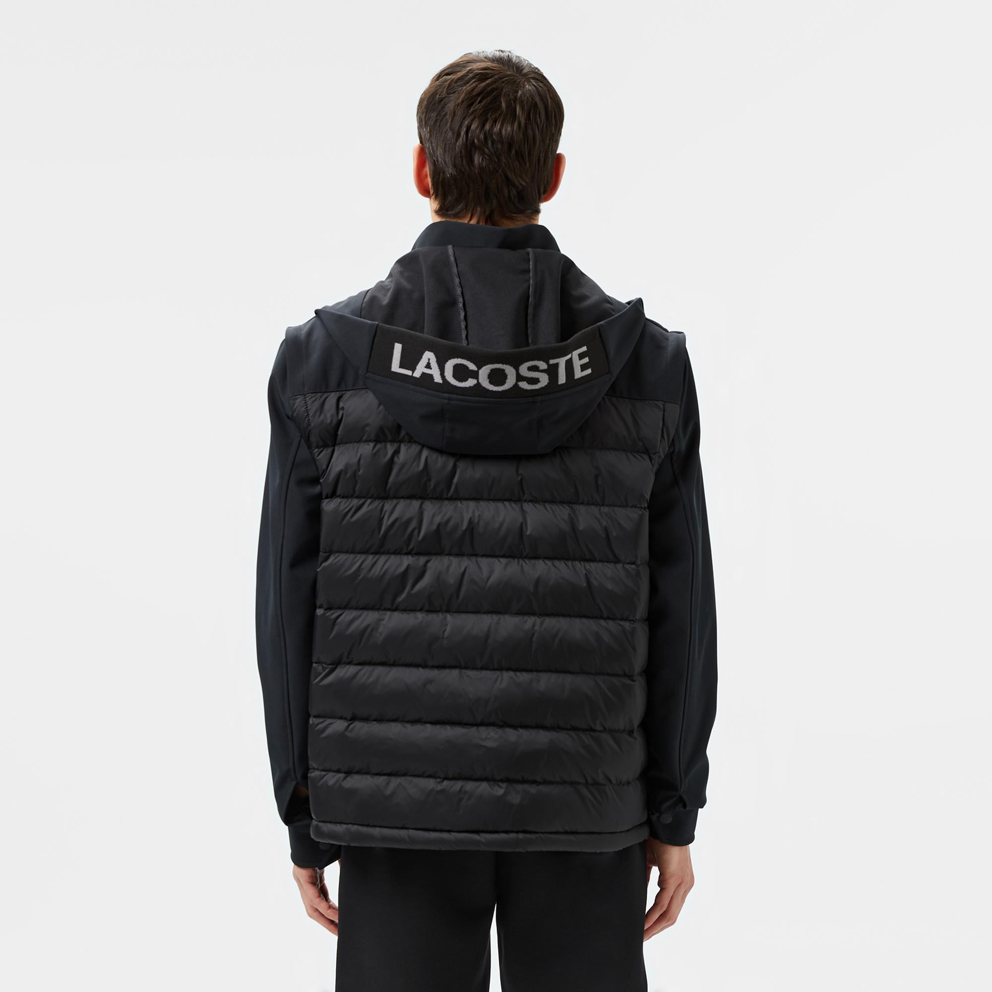 Erkek Regular Fit Kapüşonlu Baskılı Siyah Mont