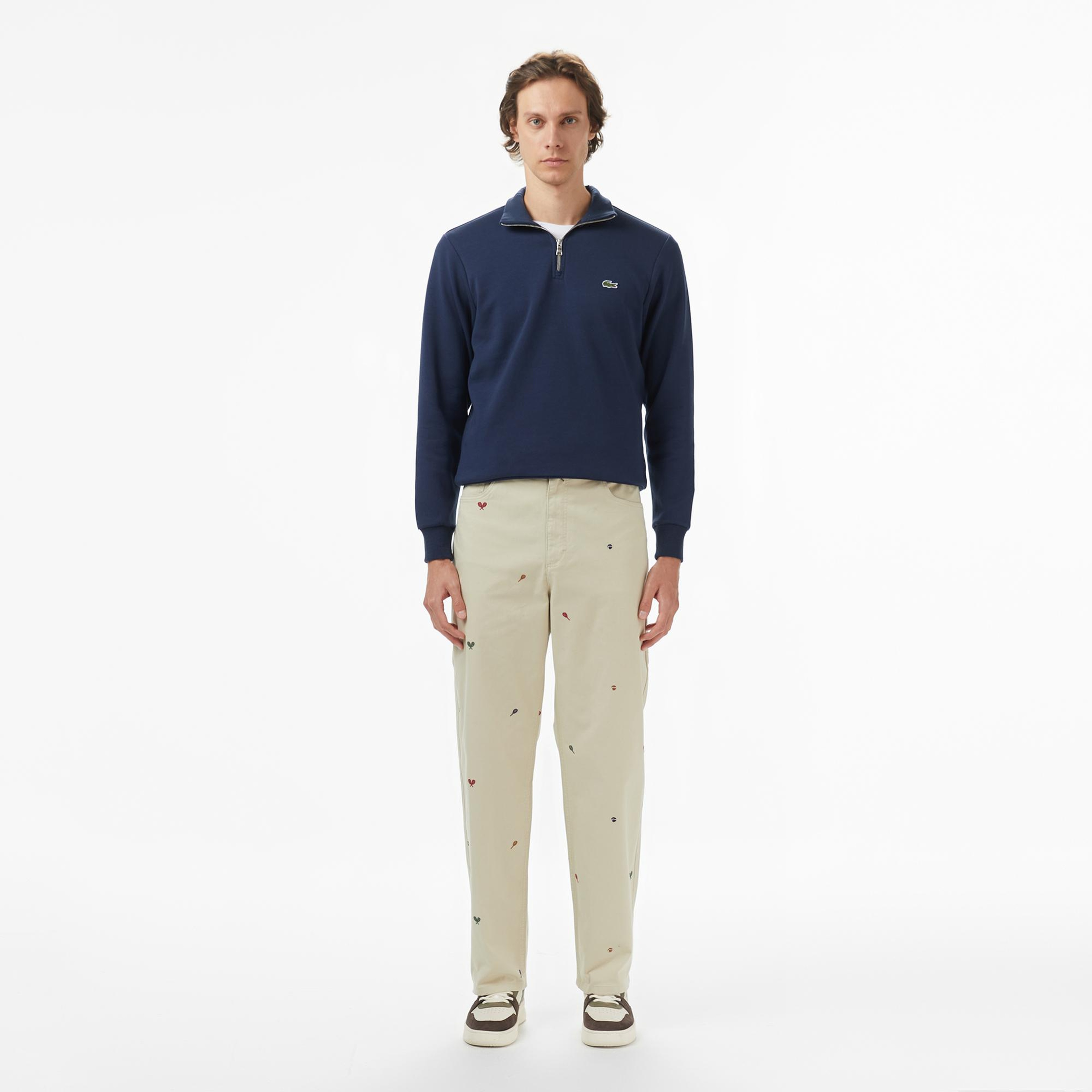 Erkek Relaxed Fit Desenli Bej Pantolon