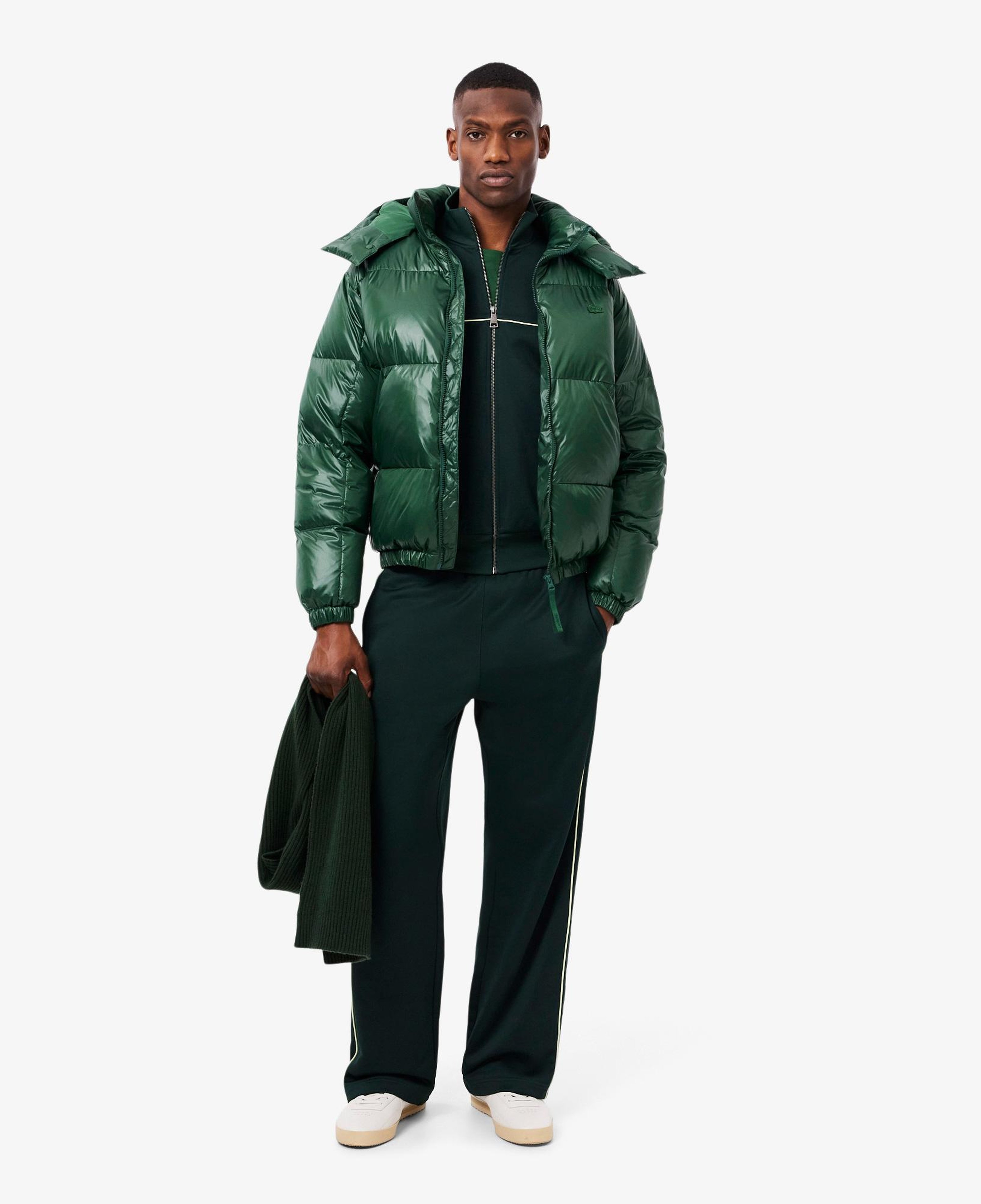 Erkek Relaxed Fit Kapüşonlu Yeşil Mont