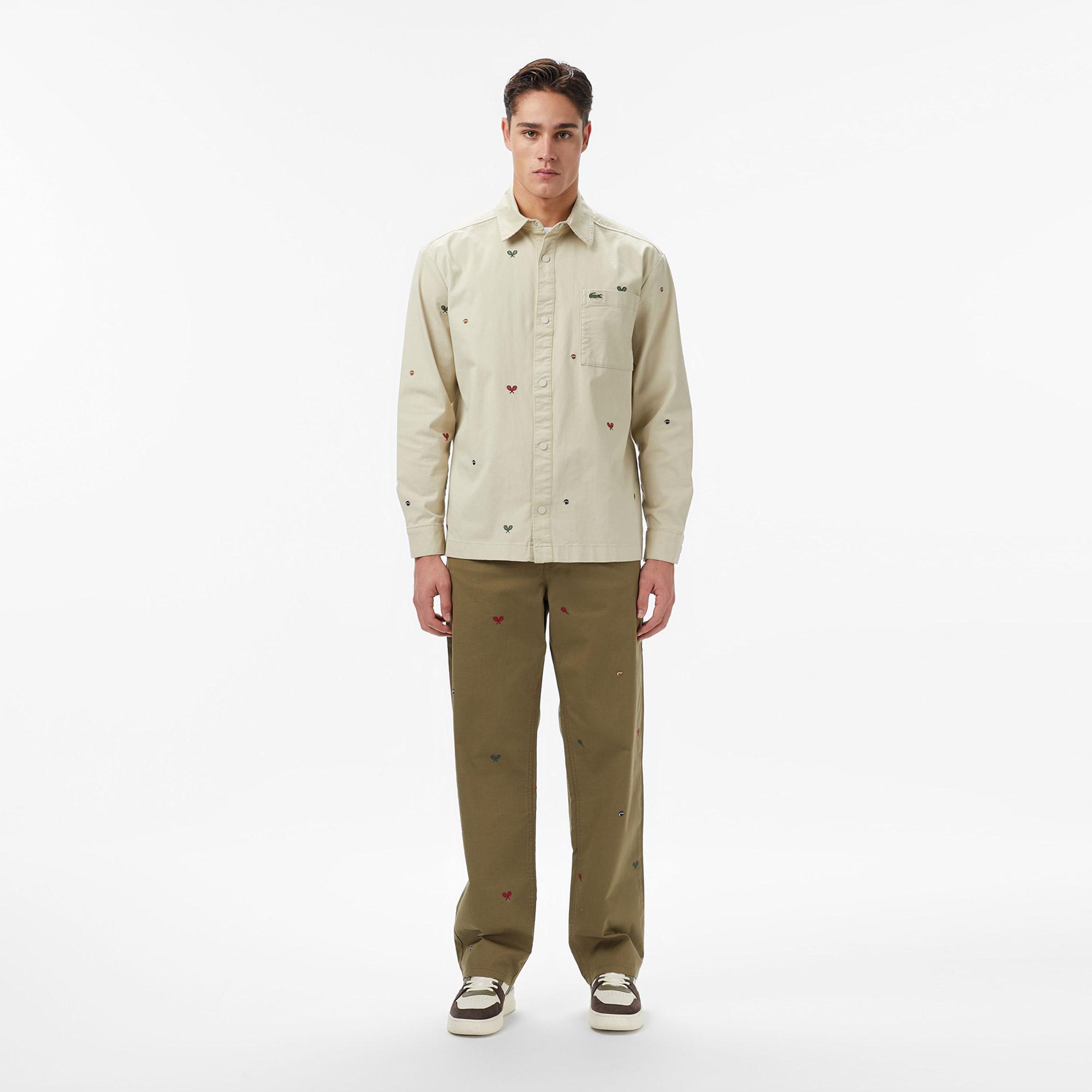 Erkek Relaxed Fit Desenli Haki Pantolon