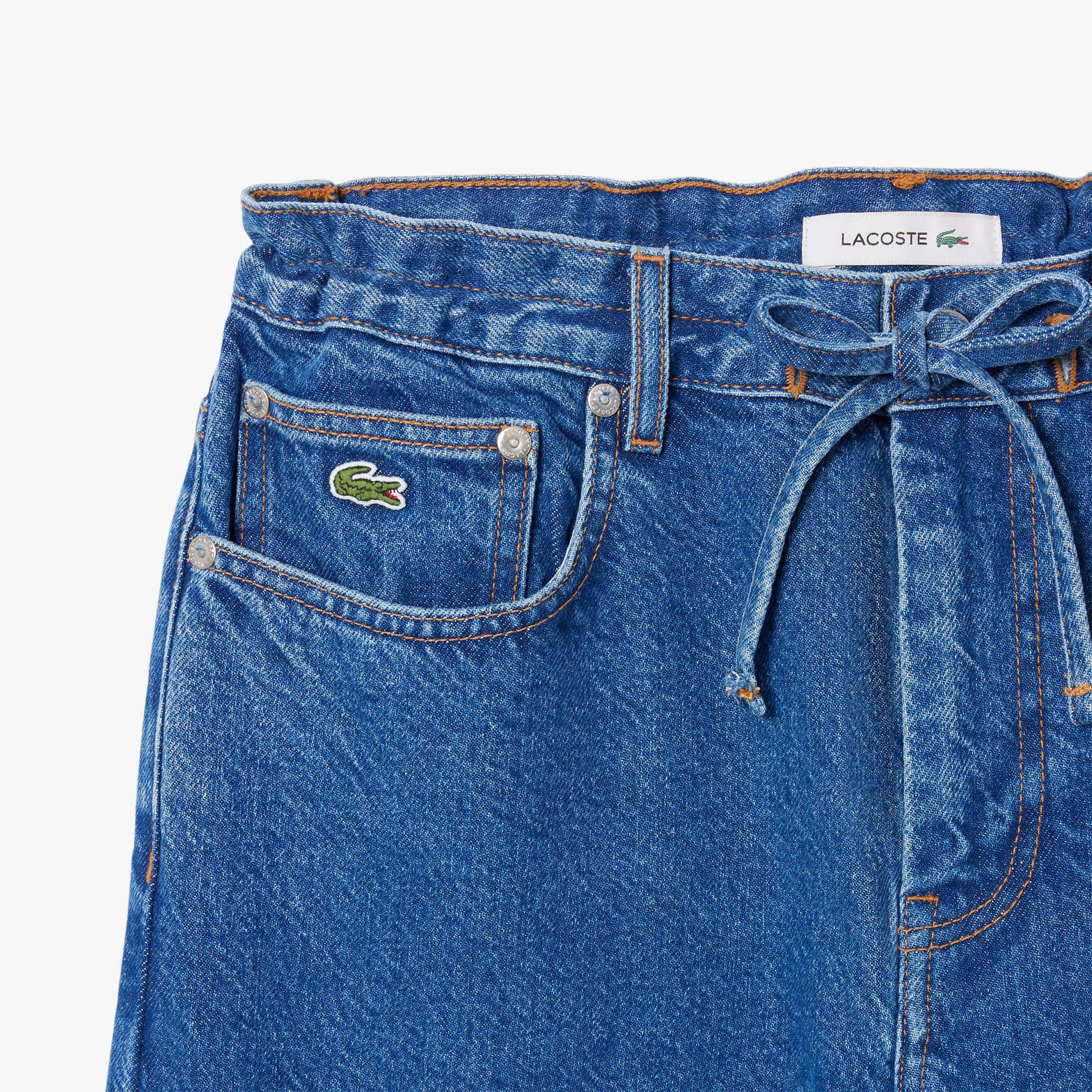 Lacoste Kadın Wide Leg Mavi Jean Pantolon