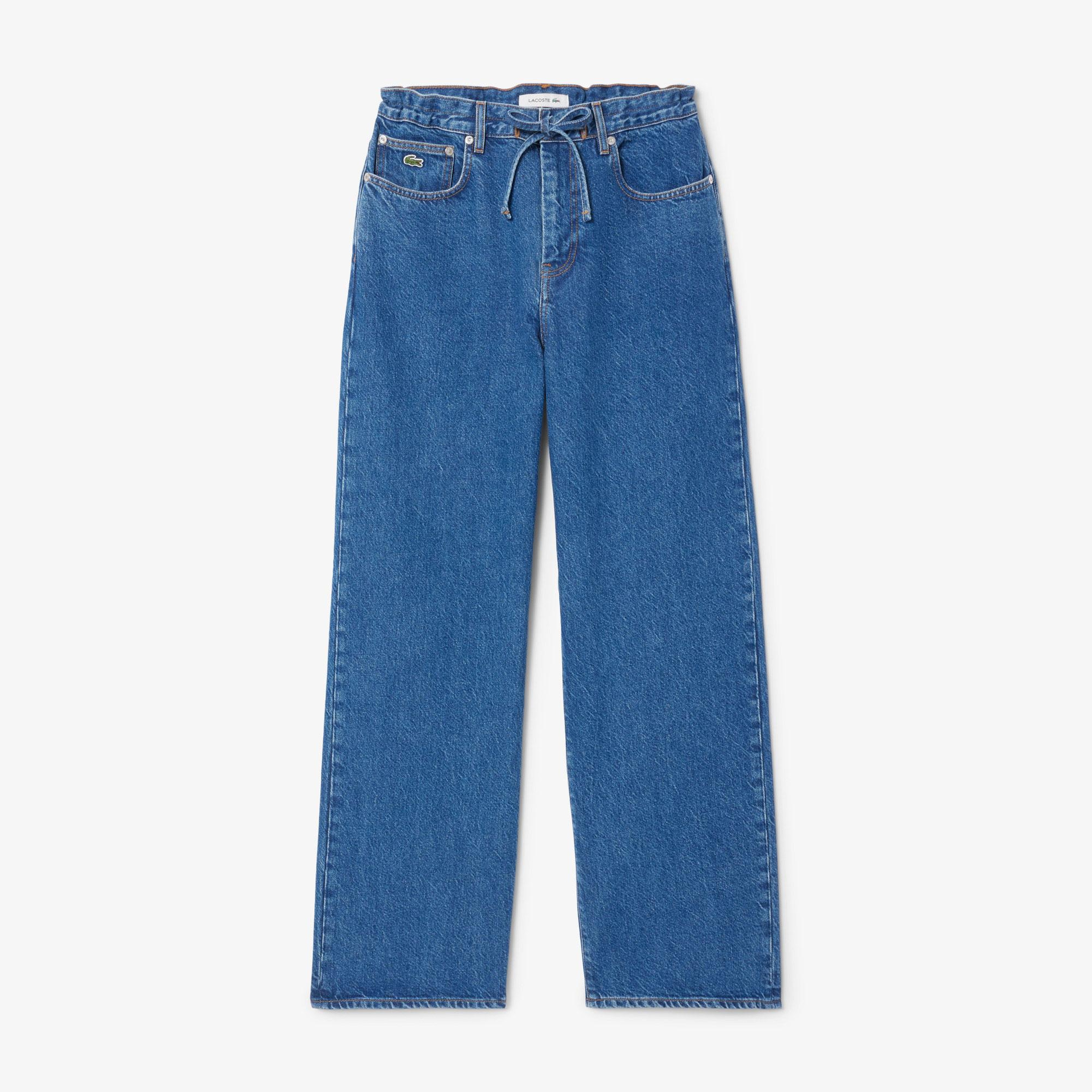 Lacoste Kadın Wide Leg Mavi Jean Pantolon