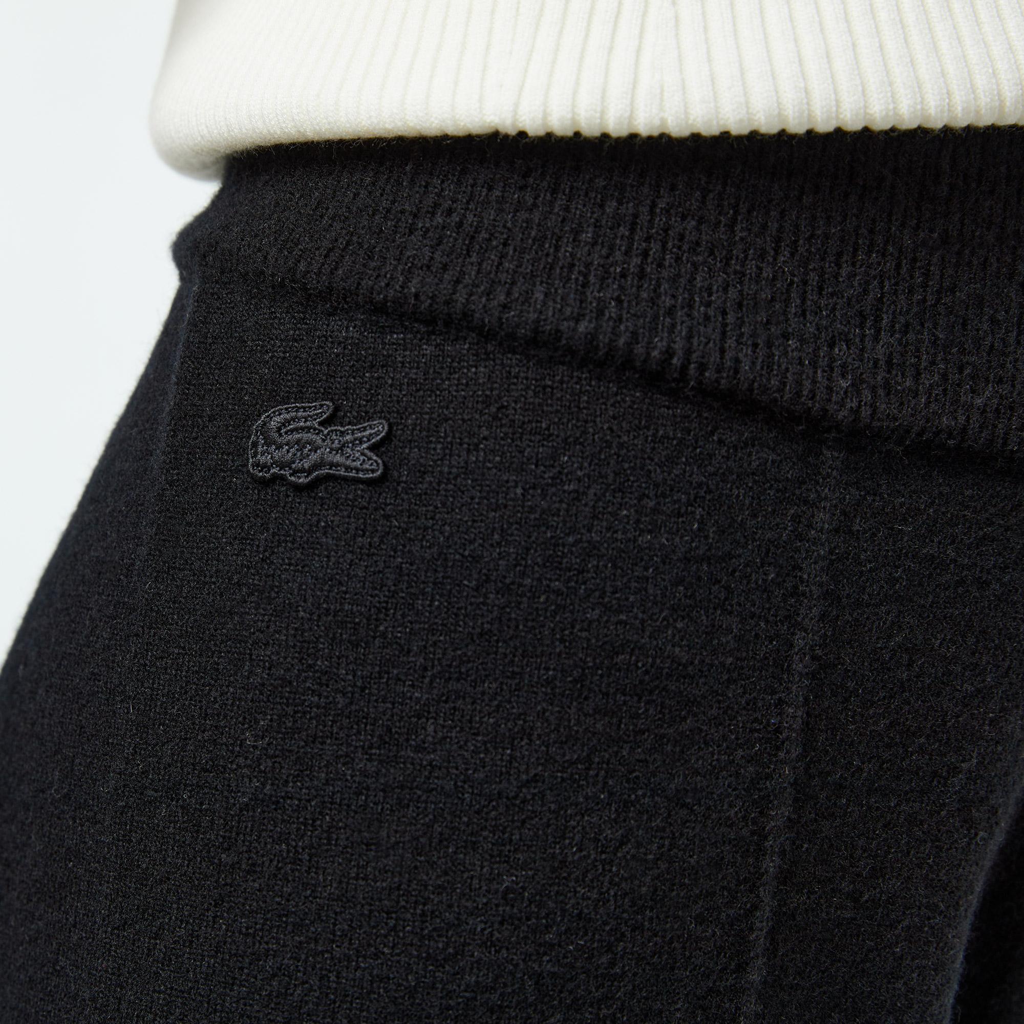 Kadın Relaxed Fit Siyah Yün Karışımlı Pantolon