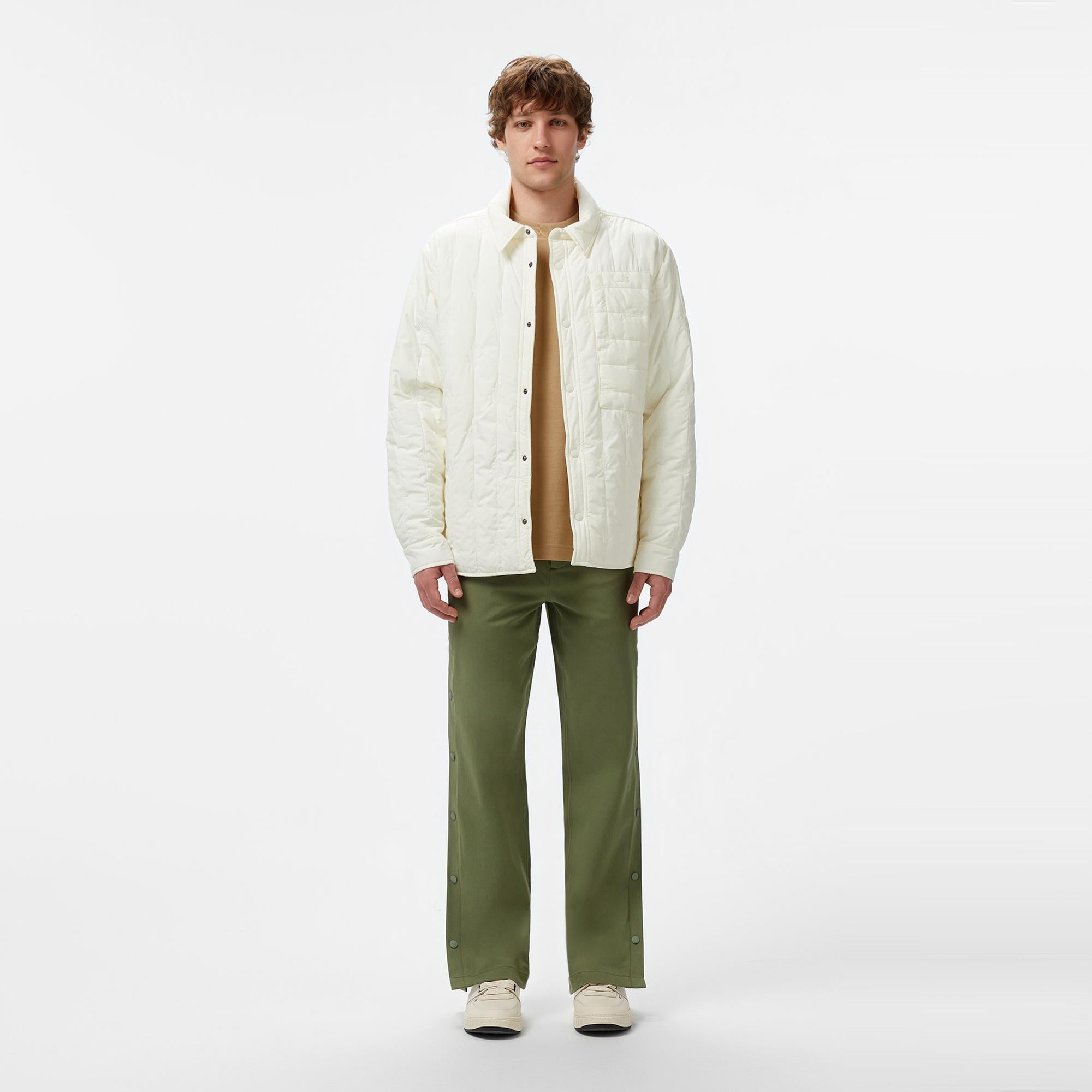 Erkek Relaxed Fit Gömlek Yaka Desenli Beyaz Ceket