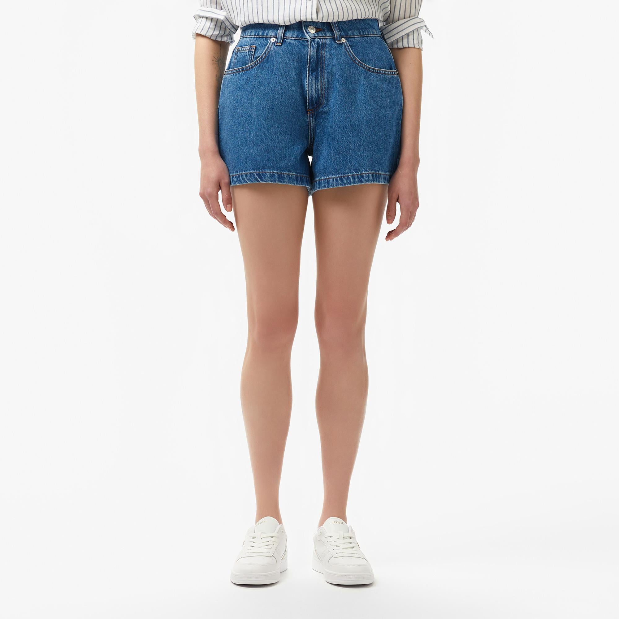 Kadın Regular Fit Denim Koyu Mavi Şort