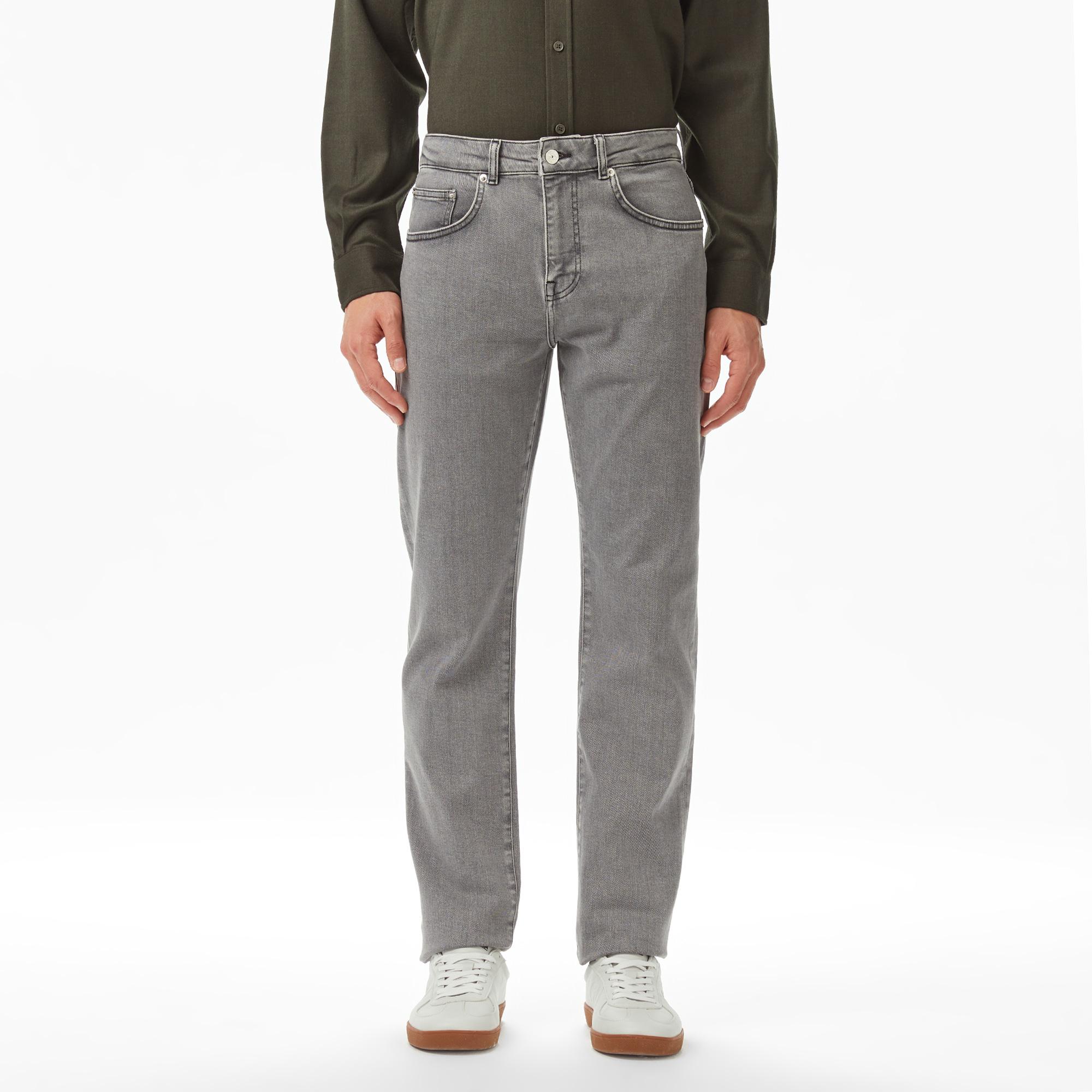 Erkek Regular Fit Gri Jean Pantolon