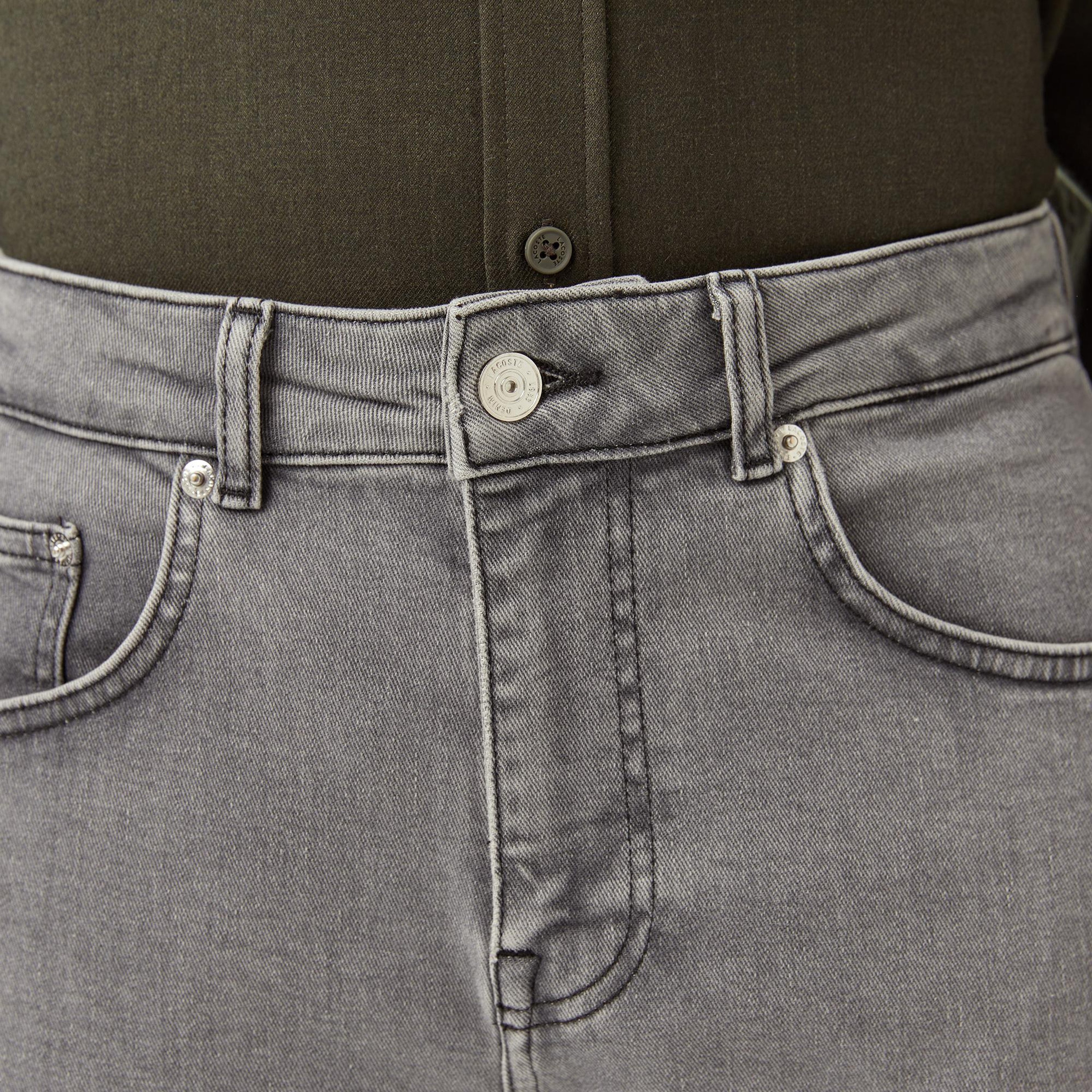 Erkek Regular Fit Gri Jean Pantolon