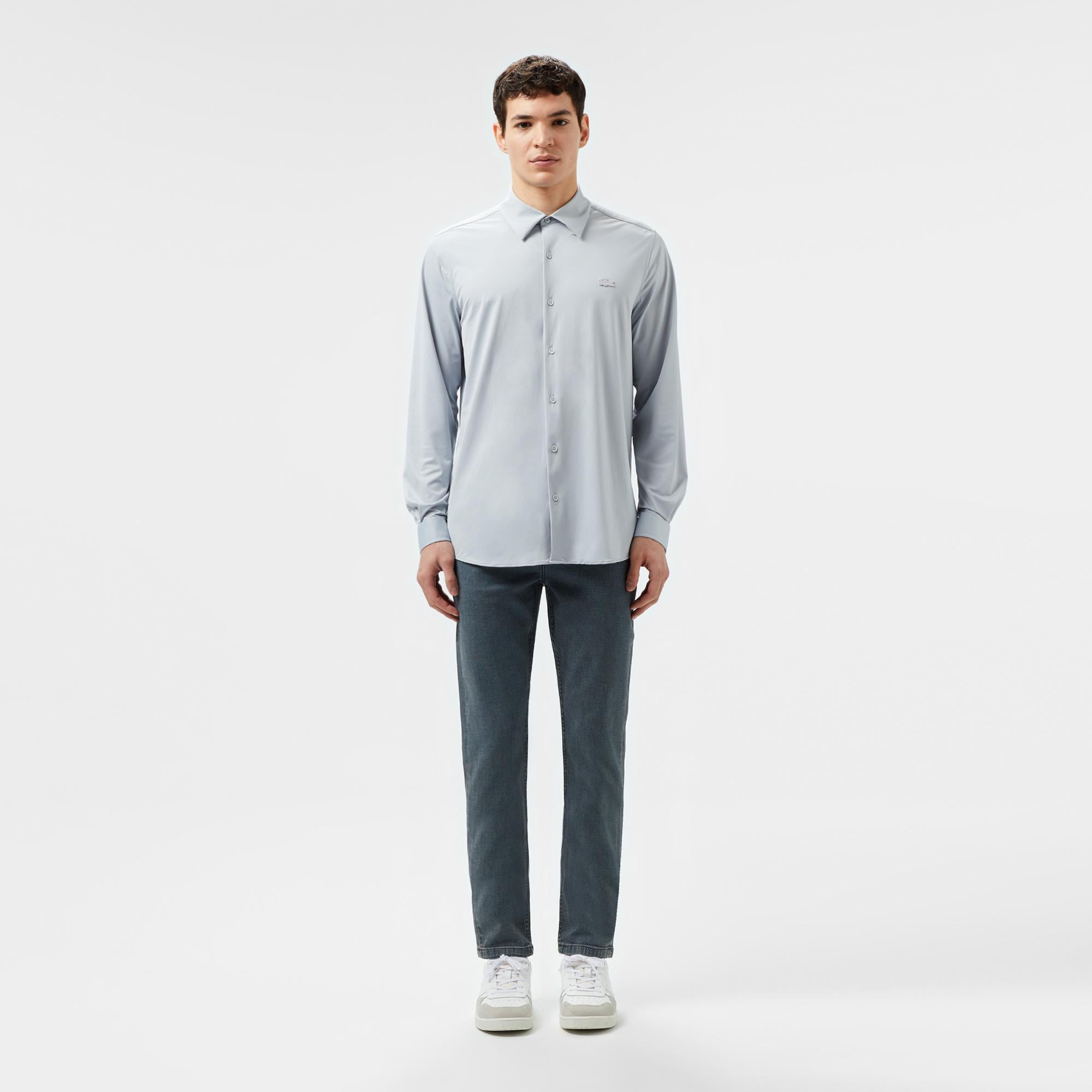 Erkek Slim Fit Gri Gömlek