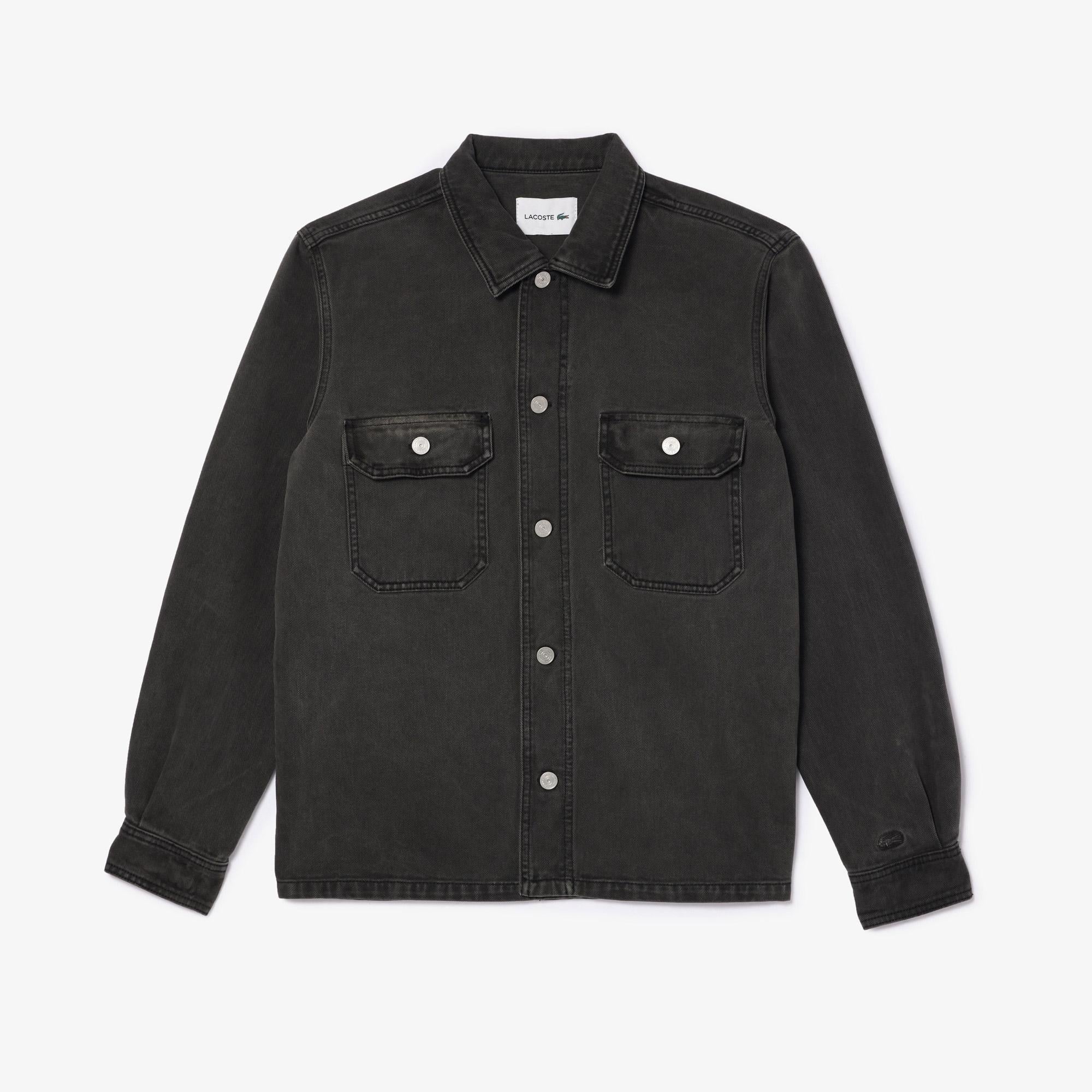 Erkek Oversize Fit Denim Gri Dış Gömlek