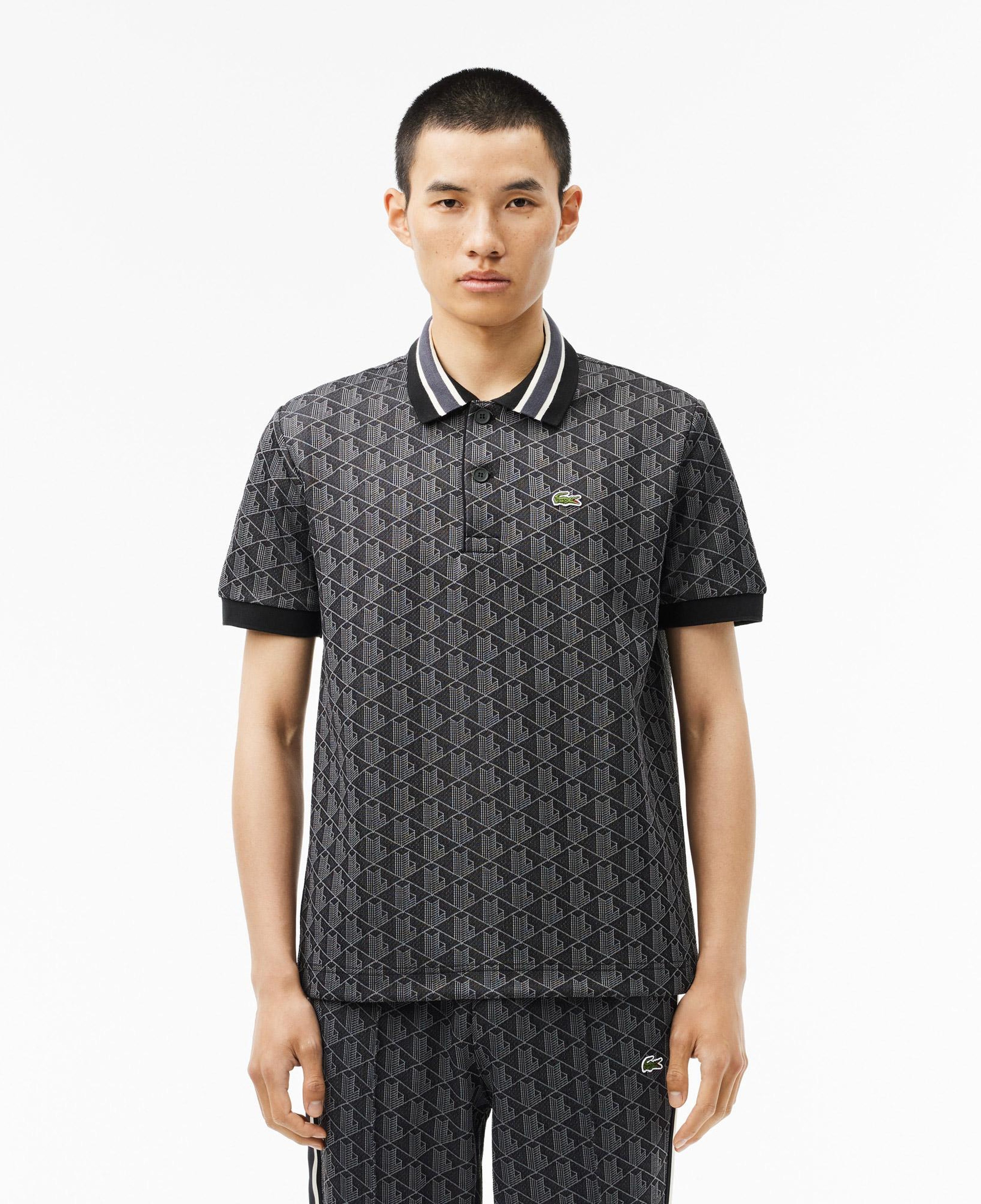 Erkek Classic Fit Monogram Siyah Polo