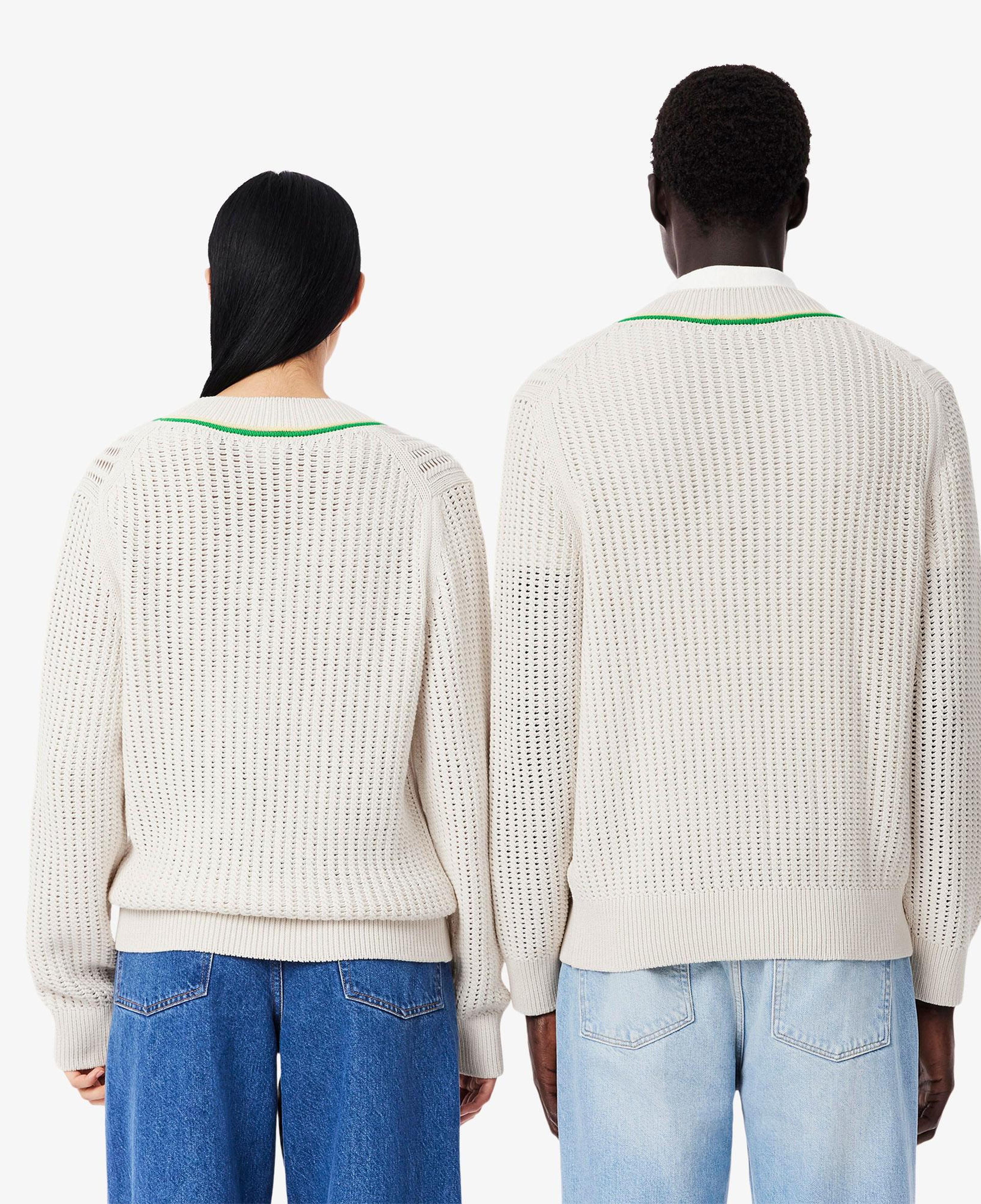 Unisex Classic Fit V Yaka Krem Kazak