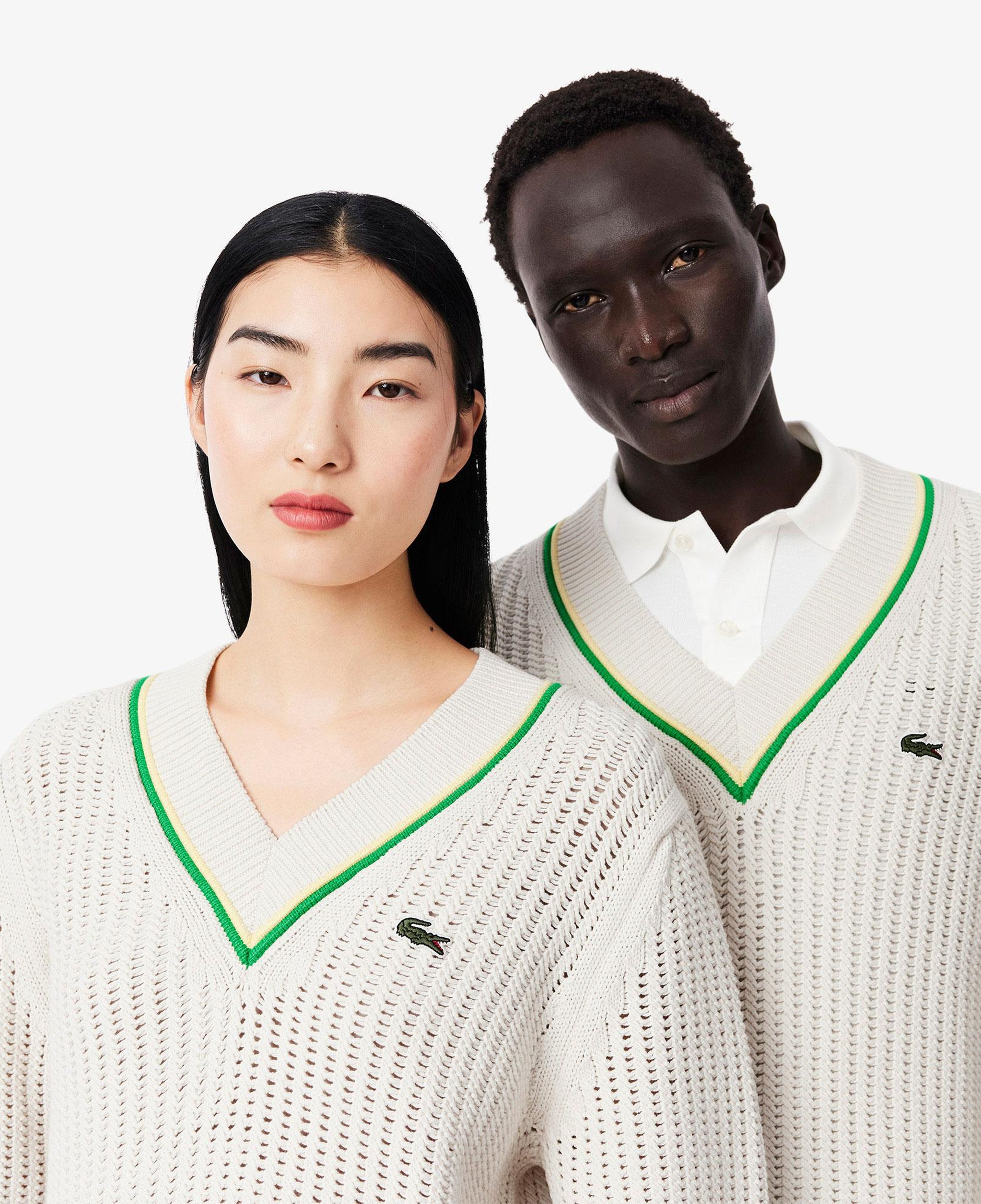 Unisex Classic Fit V Yaka Krem Kazak