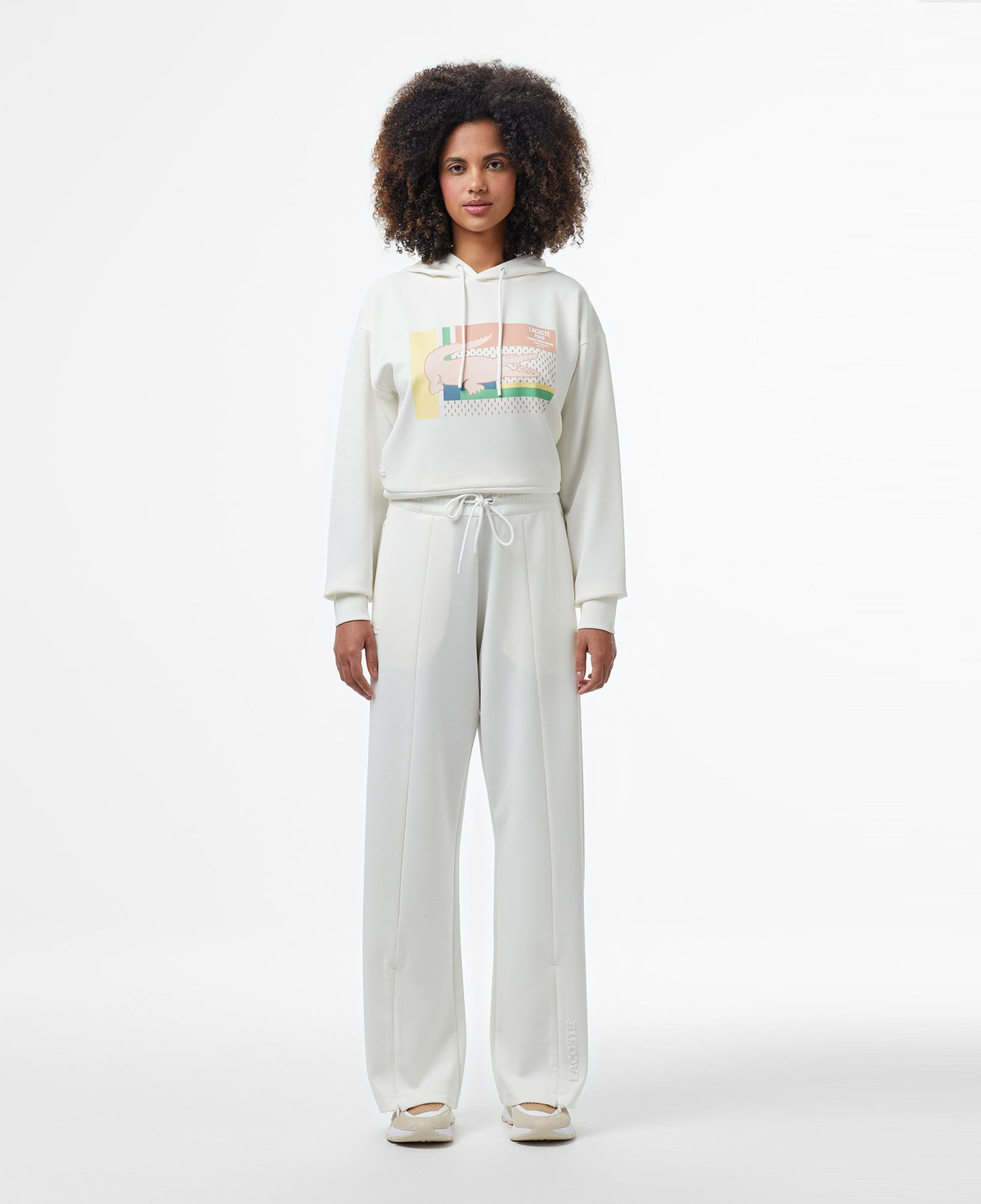 Lacoste Kadın Loose Fit Beyaz Modal Karışımlı Eşofman Altı