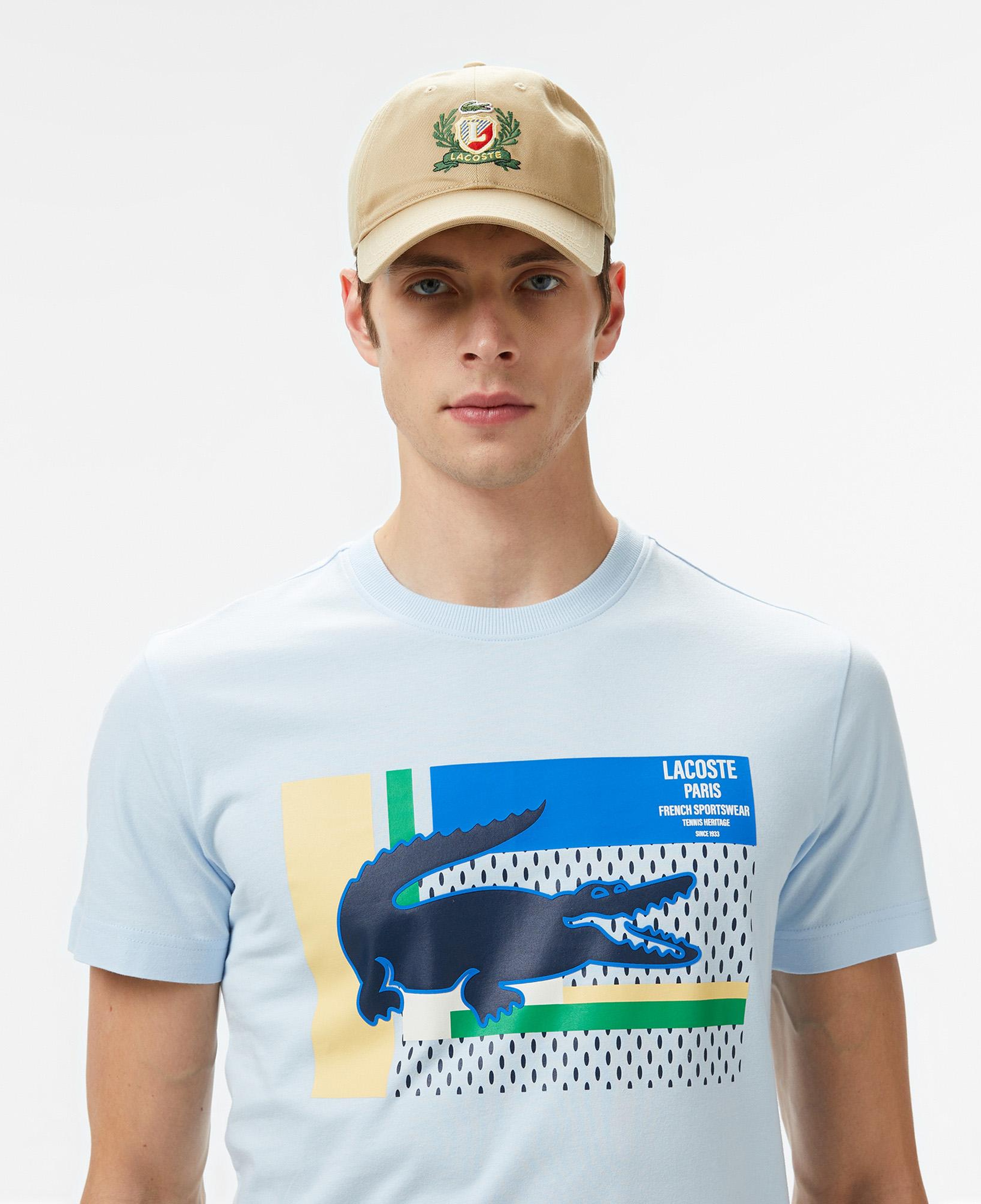 Erkek Bisiklet Yaka Baskılı Açık Mavi T-Shirt