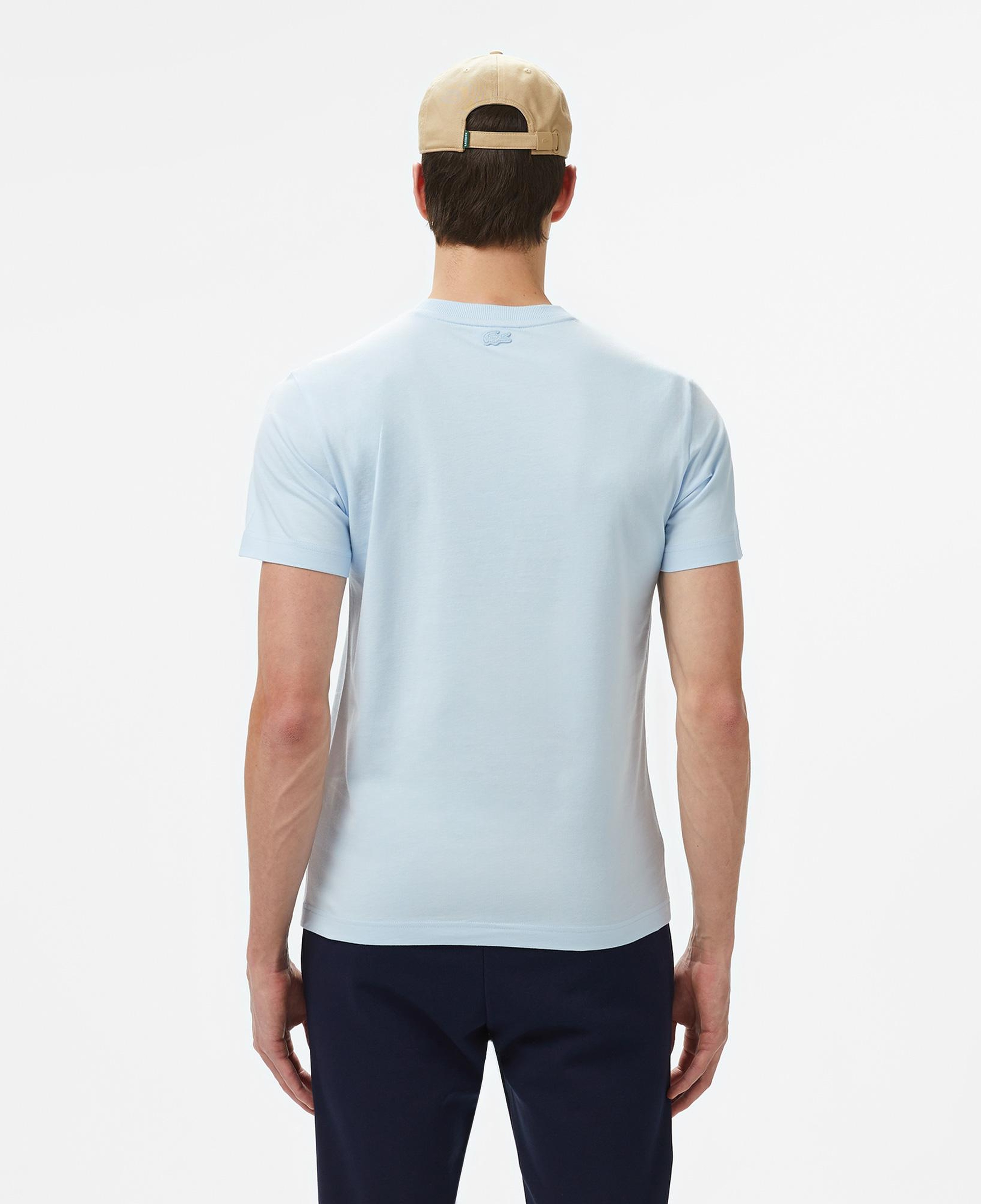 Erkek Bisiklet Yaka Baskılı Açık Mavi T-Shirt