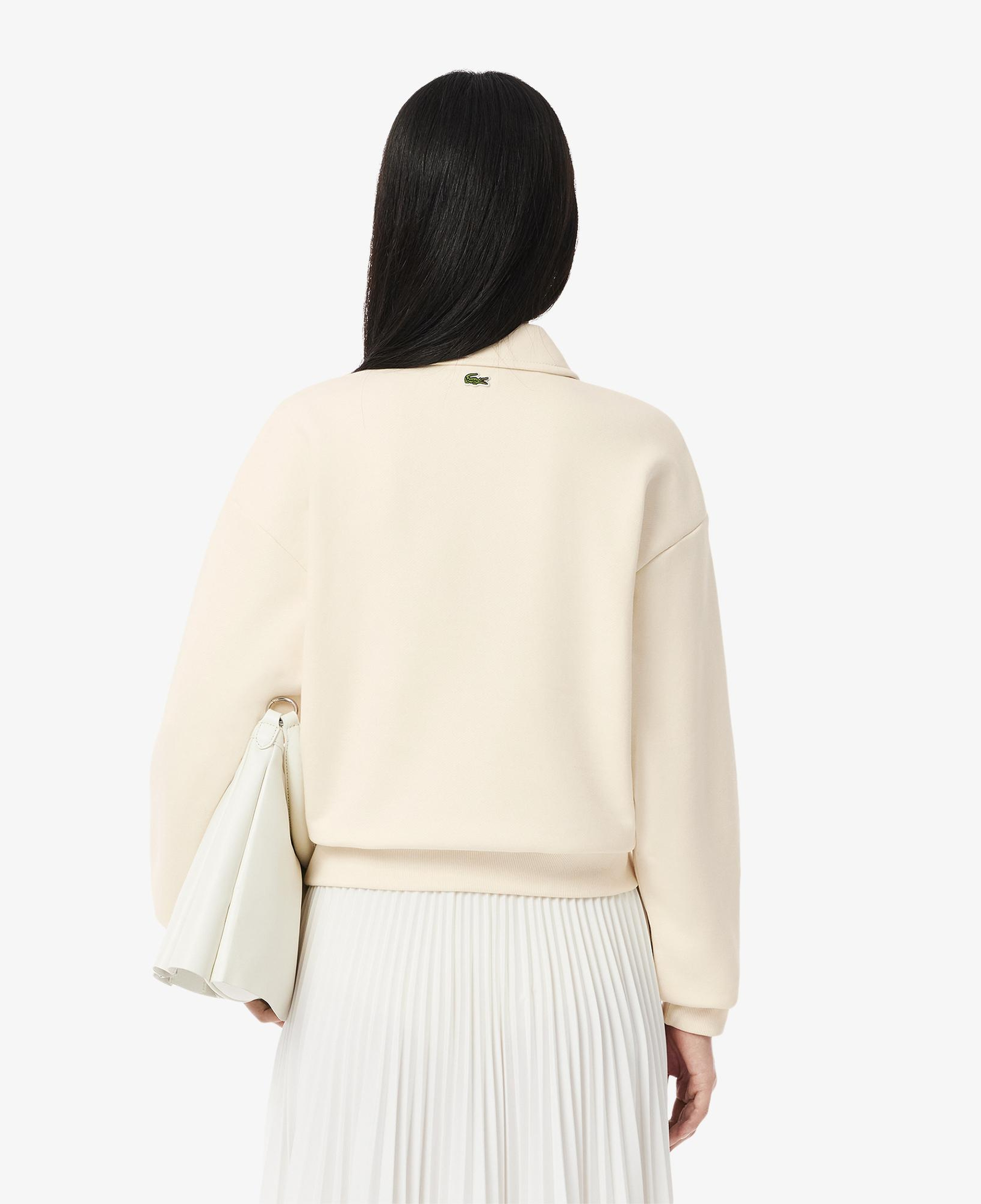 Kadın Relaxed Fit Polo Yaka Bej Sweatshirt