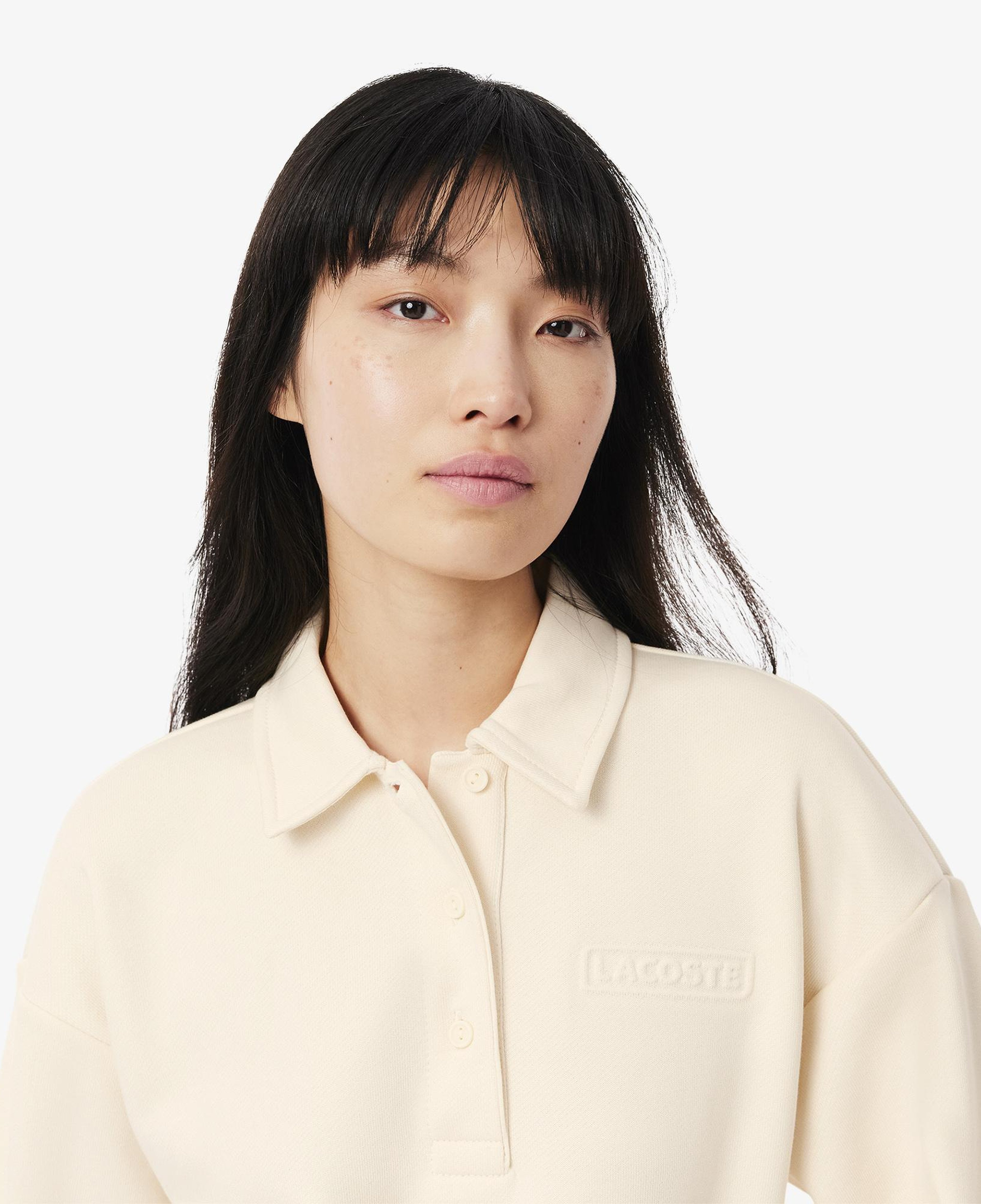 Kadın Relaxed Fit Polo Yaka Bej Sweatshirt