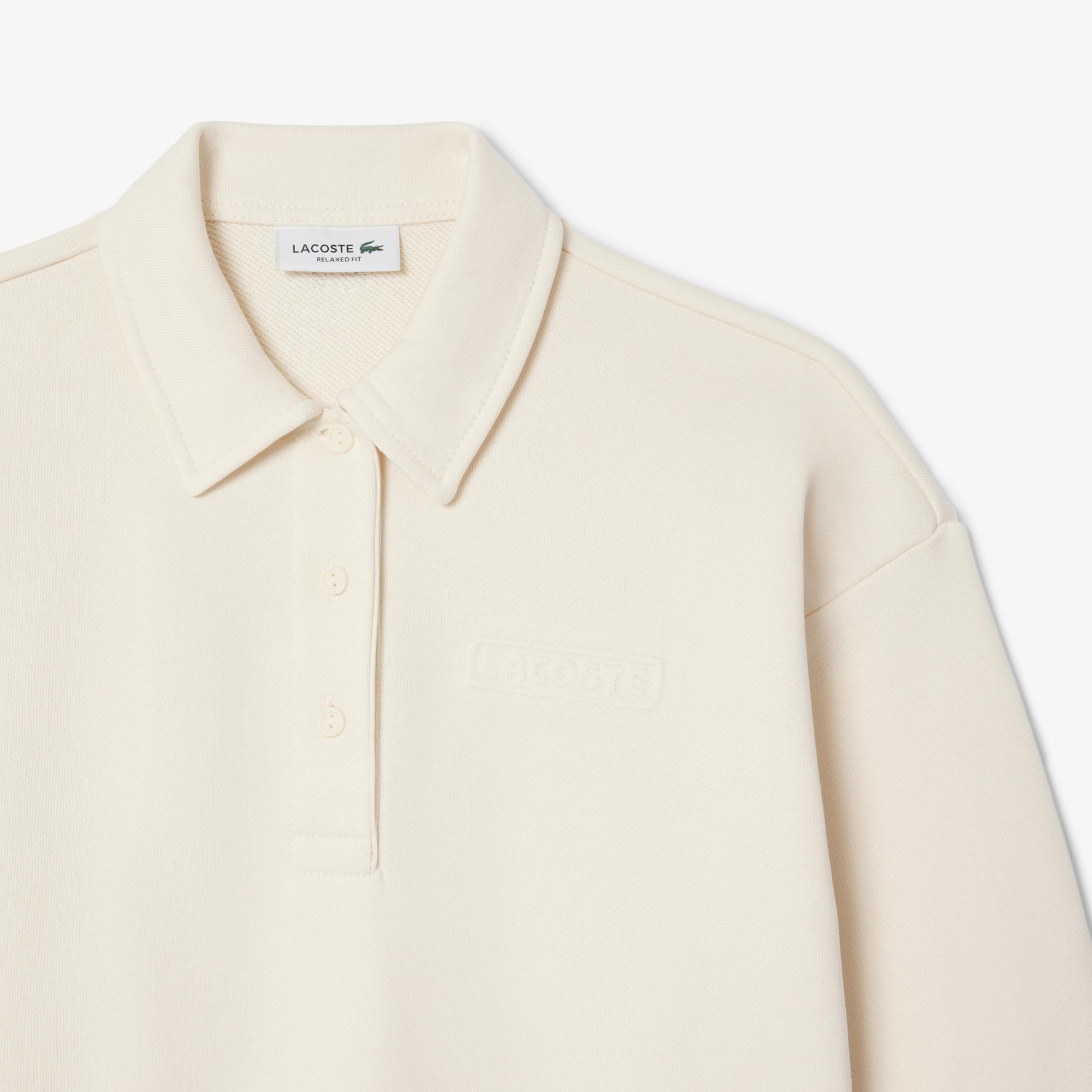 Kadın Relaxed Fit Polo Yaka Bej Sweatshirt