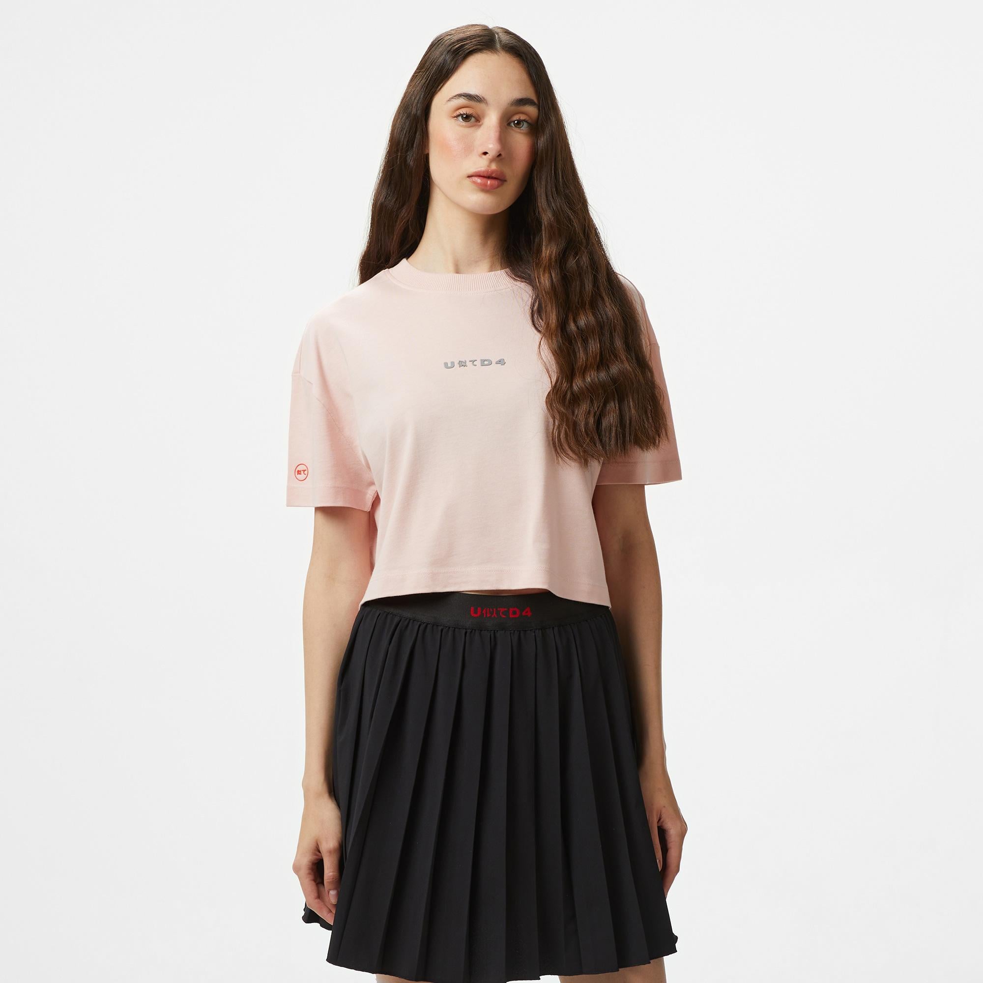 UNITED4 Comfort Kadın Pembe Crop Modal Karışımlı T-Shirt