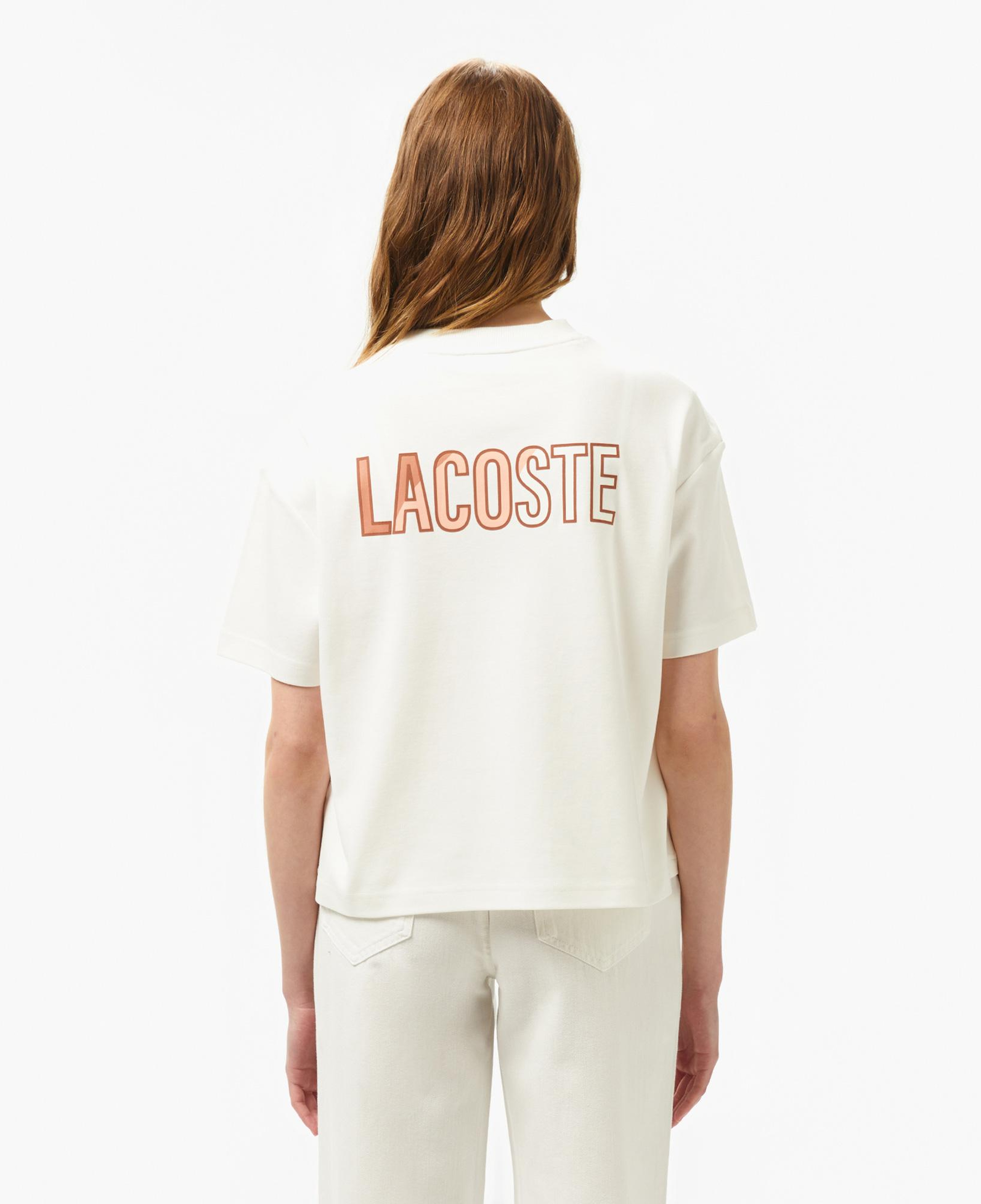 Lacoste Bisiklet Yaka Baskılı Kadın Beyaz Modal Karışımlı T-Shirt