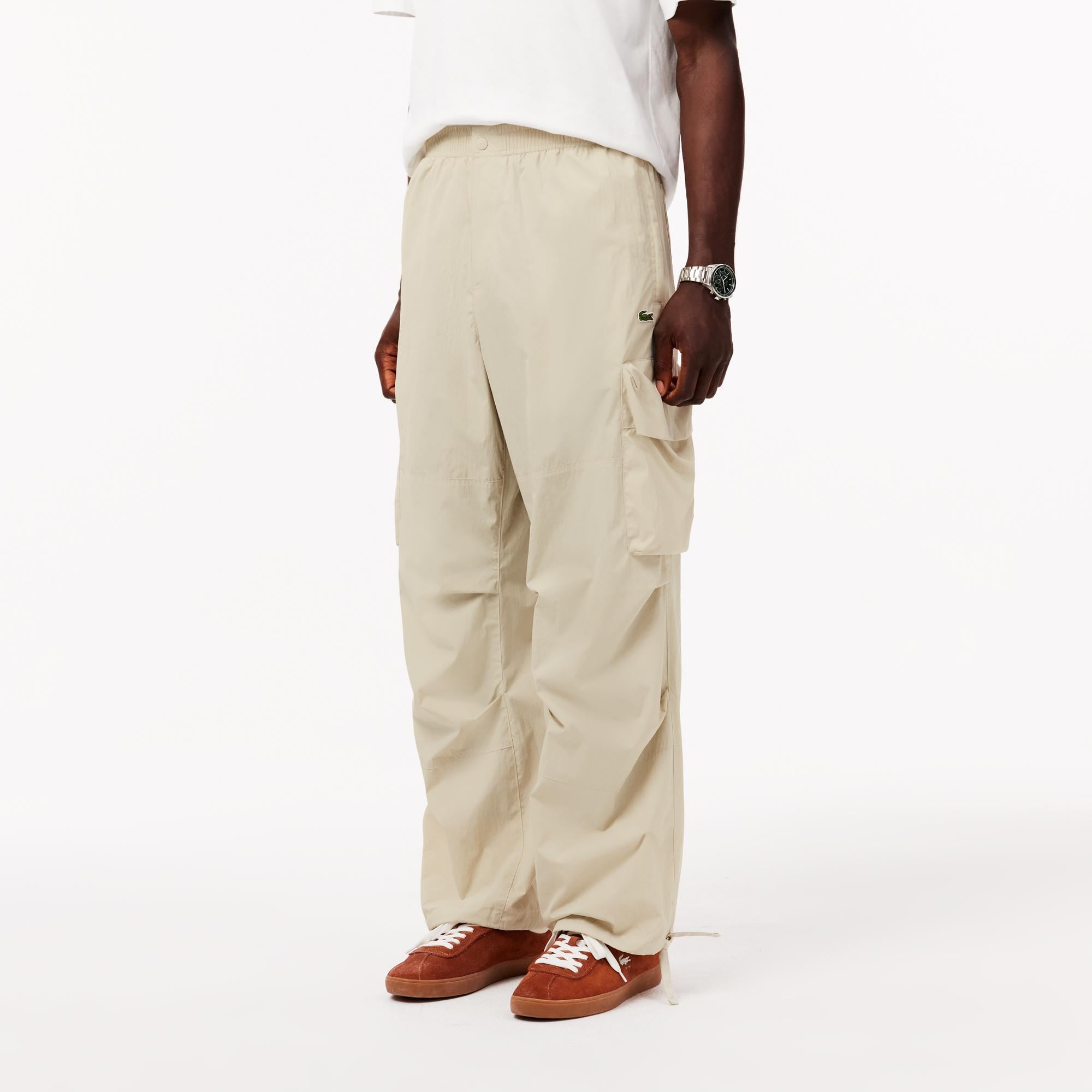 Erkek Regular Fit Krem Kargo Pantolon