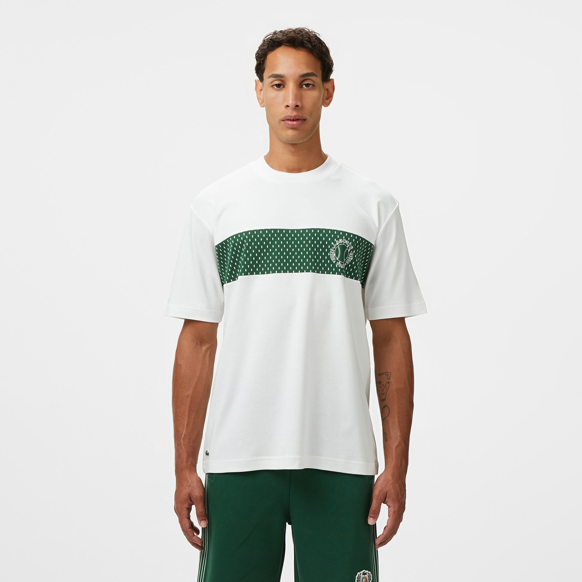 Erkek Bisiklet Yaka Baskılı Beyaz Modal Karışımlı T-Shirt